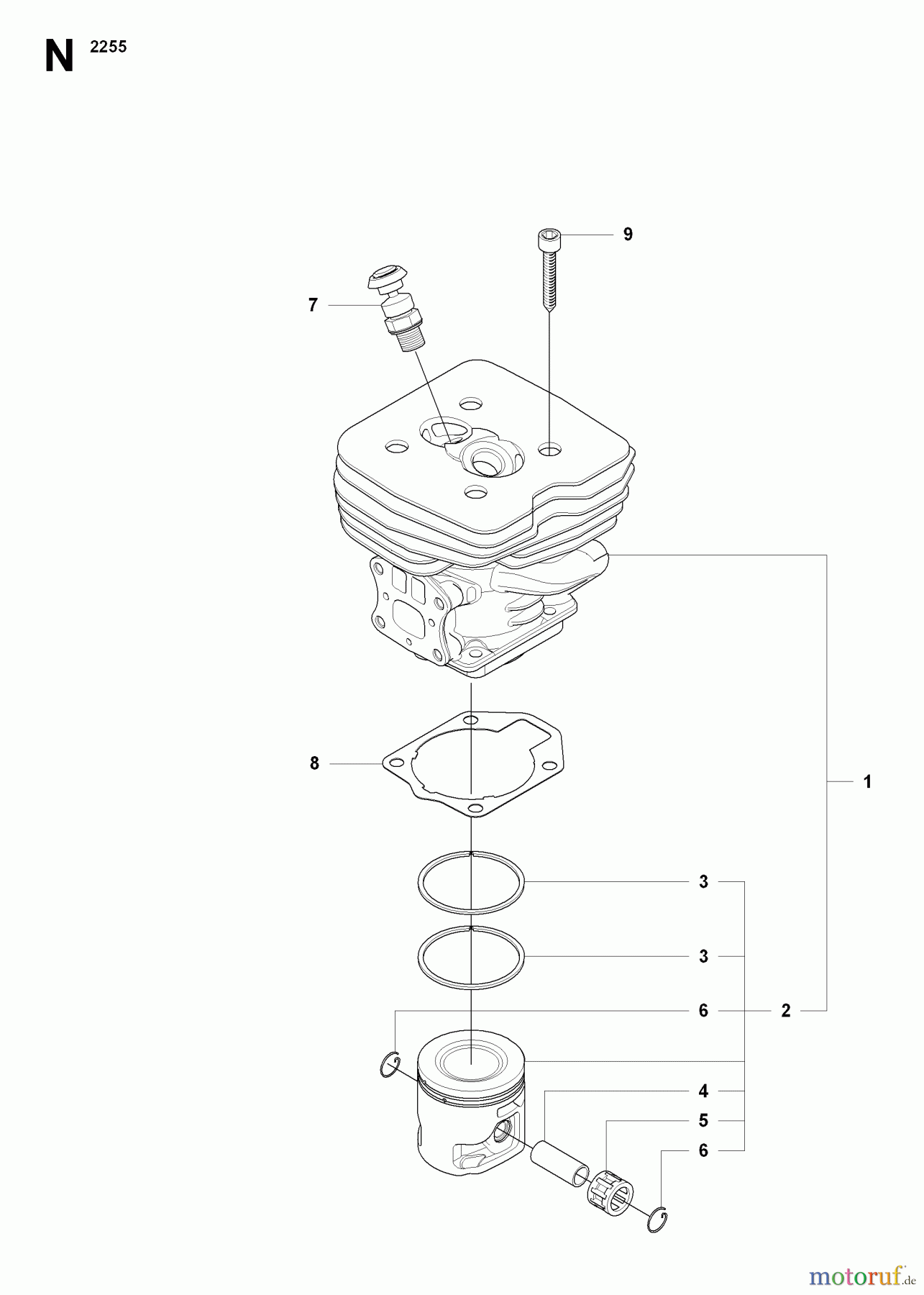Jonsered Motorsensen, Trimmer MC2255 - Jonsered String/Brush Trimmer (2008-07) CYLINDER PISTON
