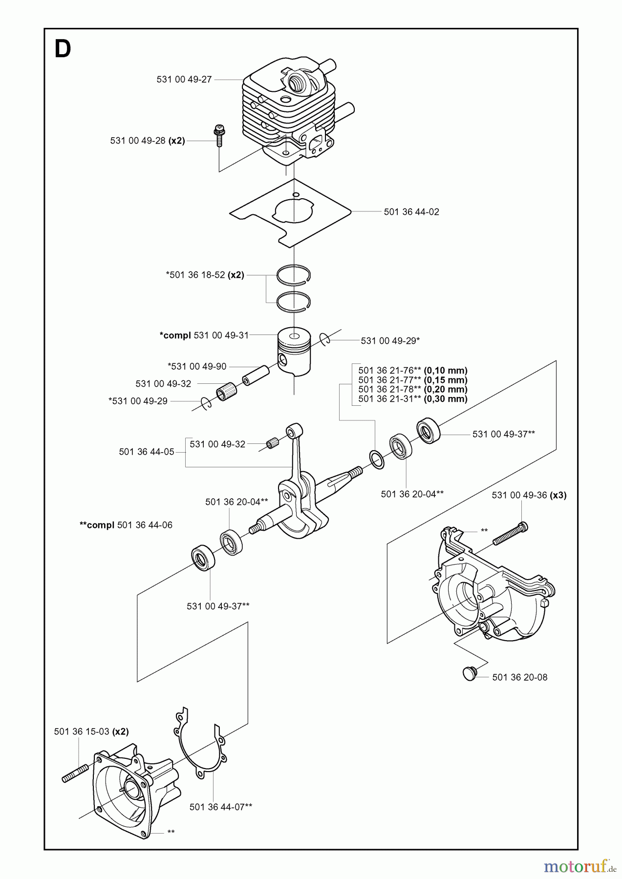 Jonsered Heckenscheren HT2130 - Jonsered Hedge Trimmer PISTON CRANKSHAFT