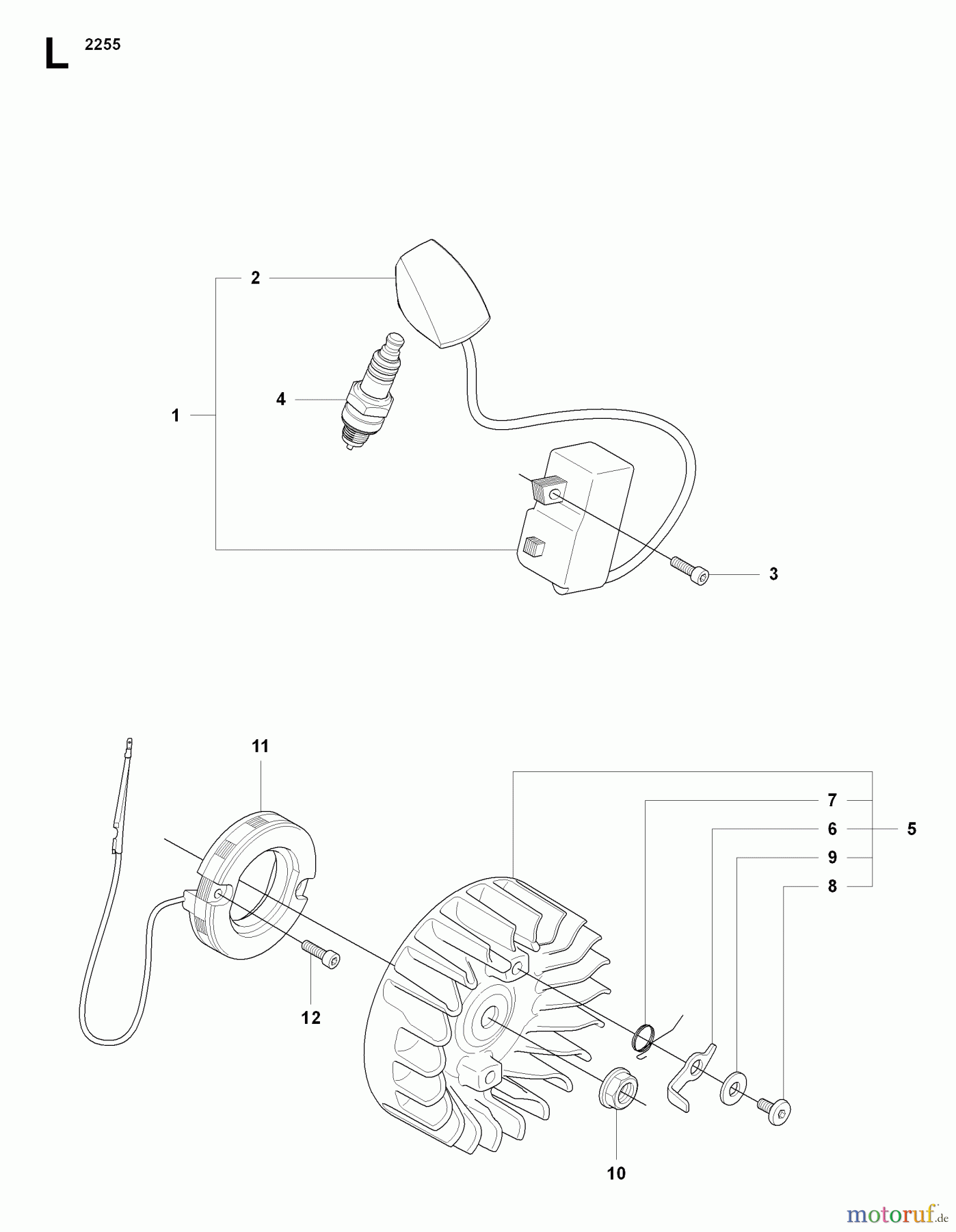 Jonsered Motorsensen, Trimmer MC2255 - Jonsered String/Brush Trimmer (2008-07) IGNITION SYSTEM CLUTCH