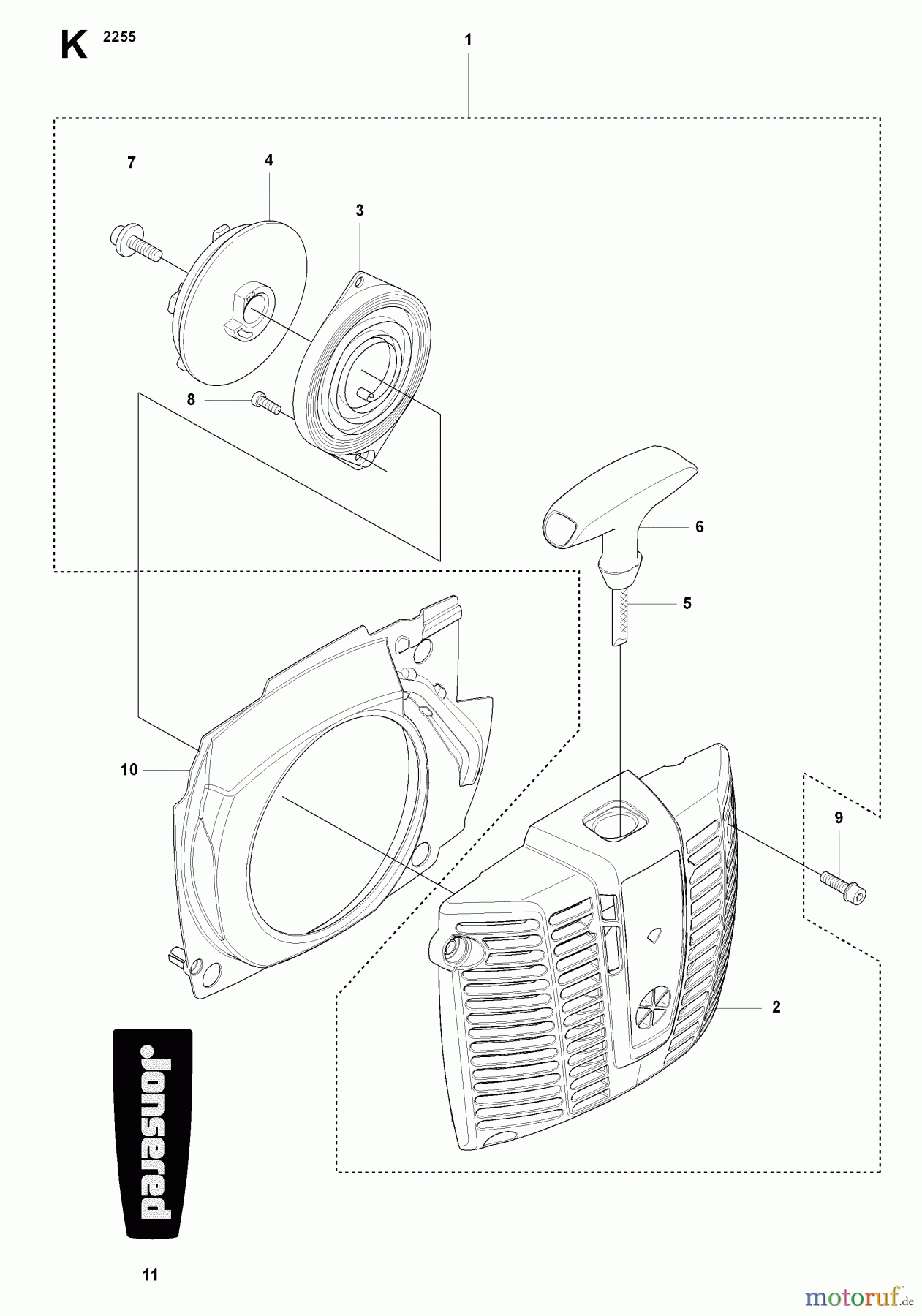 Jonsered Motorsensen, Trimmer MC2255 - Jonsered String/Brush Trimmer (2008-07) STARTER