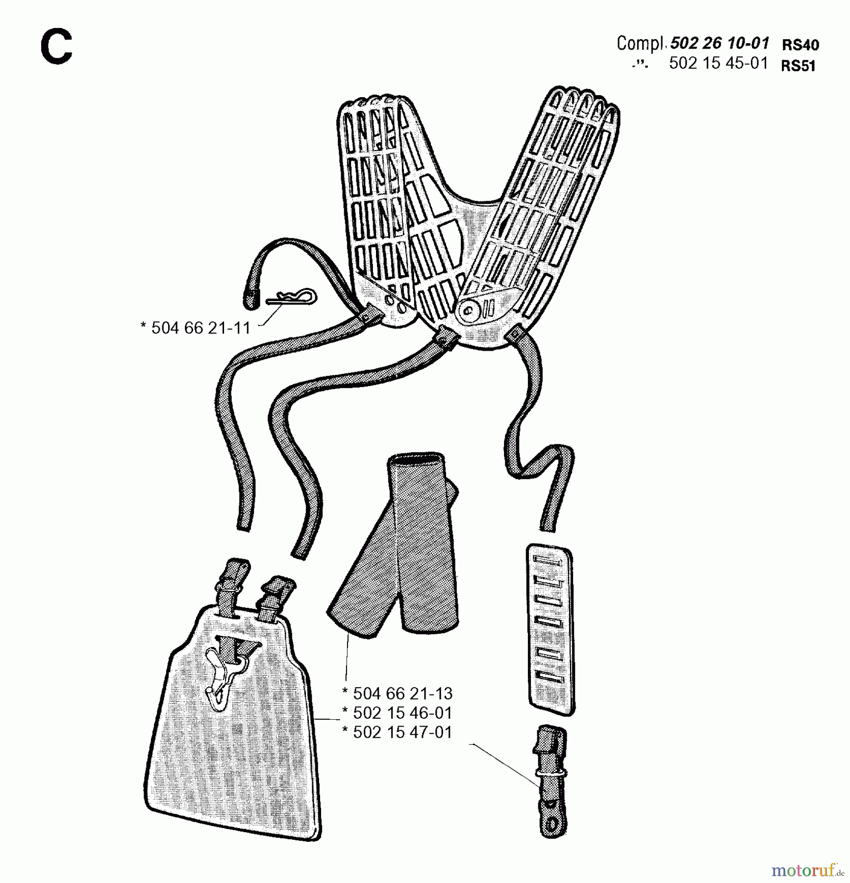  Jonsered Motorsensen, Trimmer RS40 - Jonsered String/Brush Trimmer (1991-09) HARNESS