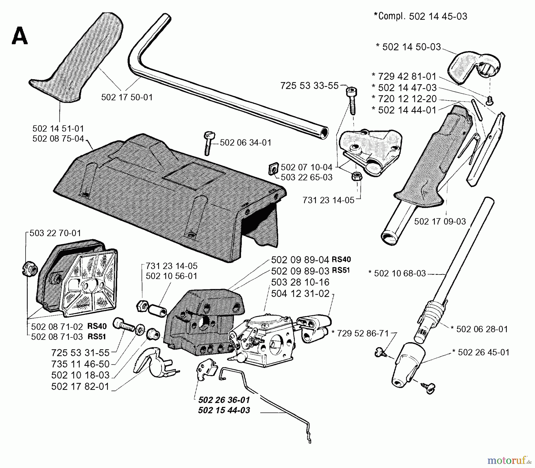Jonsered Motorsensen, Trimmer RS40 - Jonsered String/Brush Trimmer (1992-05) HANDLE CONTROLS