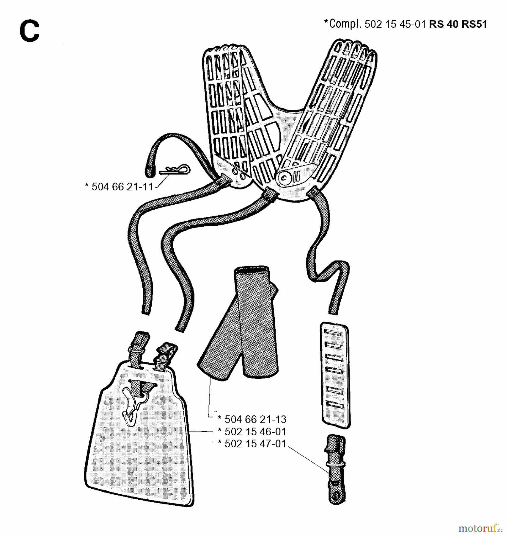 Jonsered Motorsensen, Trimmer RS40 - Jonsered String/Brush Trimmer (1992-05) HARNESS