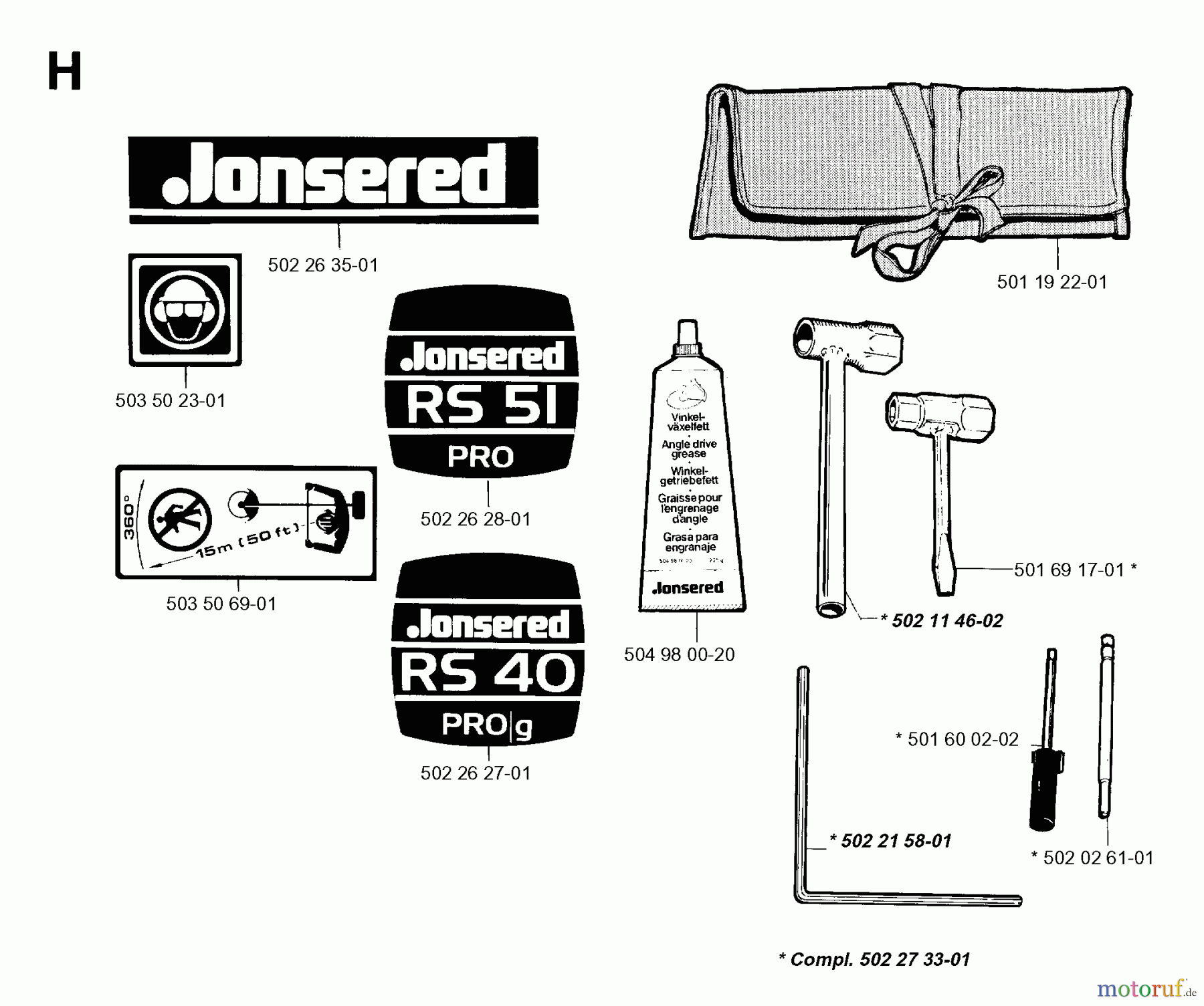 Jonsered Motorsensen, Trimmer RS40 - Jonsered String/Brush Trimmer (1993-05) ACCESSORIES #2