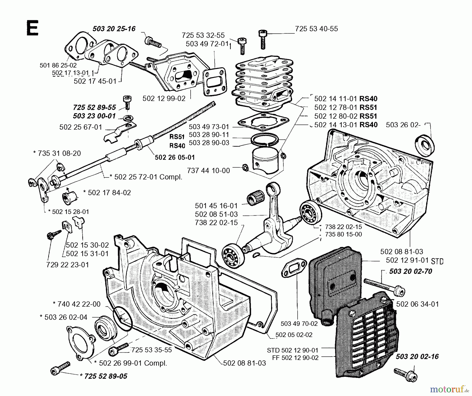 Jonsered Motorsensen, Trimmer RS40 - Jonsered String/Brush Trimmer (1993-05) CYLINDER CRANKCASE