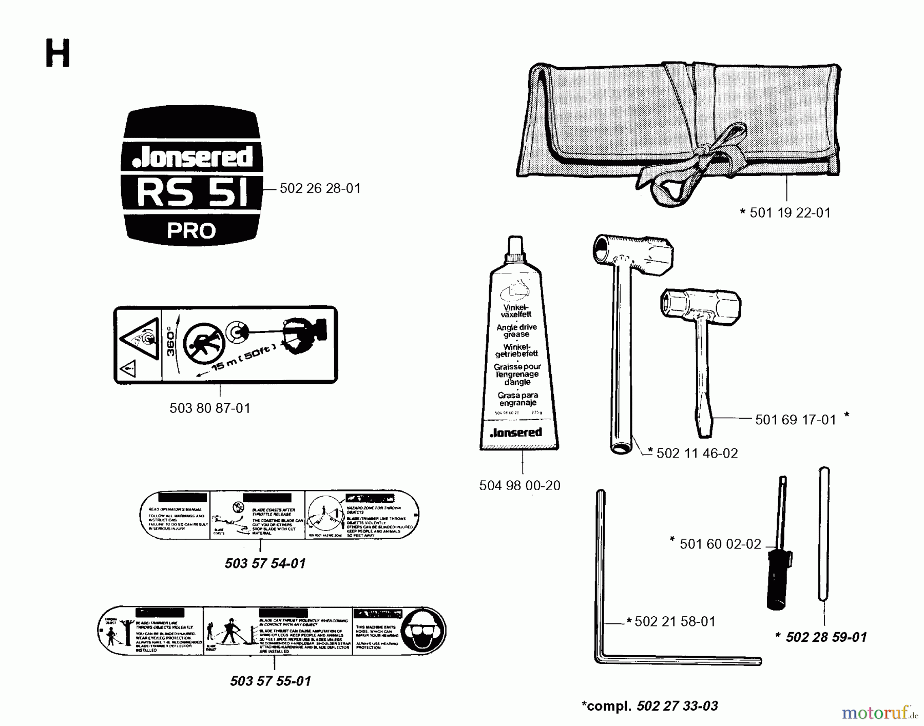 Jonsered Motorsensen, Trimmer RS51 - Jonsered String/Brush Trimmer (1996-03) ACCESSORIES #1