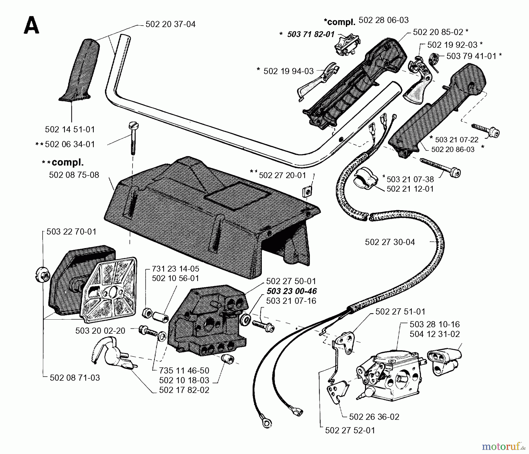  Jonsered Motorsensen, Trimmer RS51 - Jonsered String/Brush Trimmer (1996-03) HANDLE CONTROLS #1