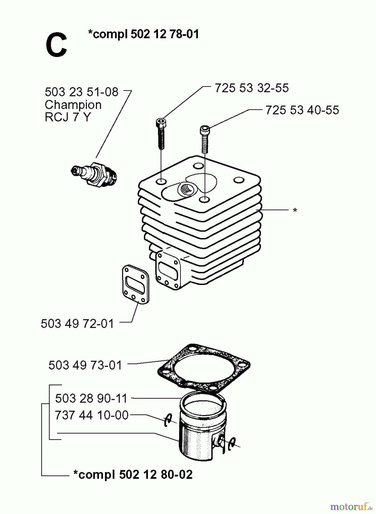 Jonsered Motorsensen, Trimmer RS51 - Jonsered String/Brush Trimmer (1998-03) CYLINDER PISTON