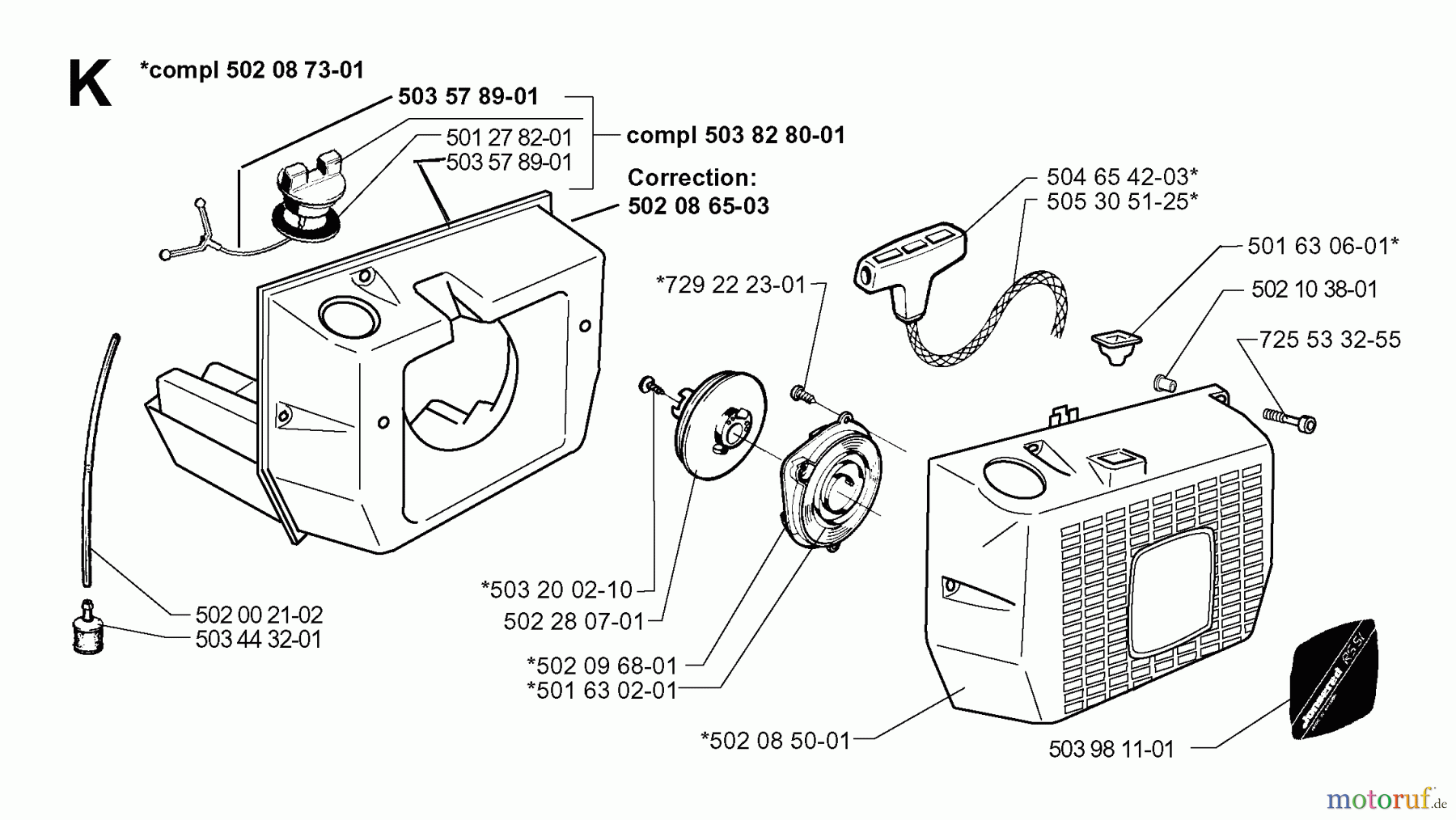 Jonsered Motorsensen, Trimmer RS51 - Jonsered String/Brush Trimmer (1998-03) STARTER