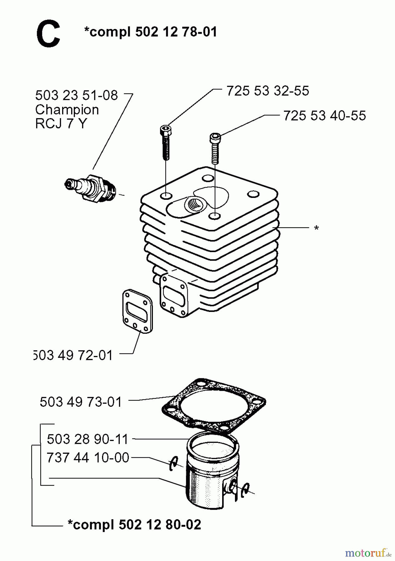 Jonsered Motorsensen, Trimmer RS52 - Jonsered String/Brush Trimmer (1999-04) CYLINDER PISTON