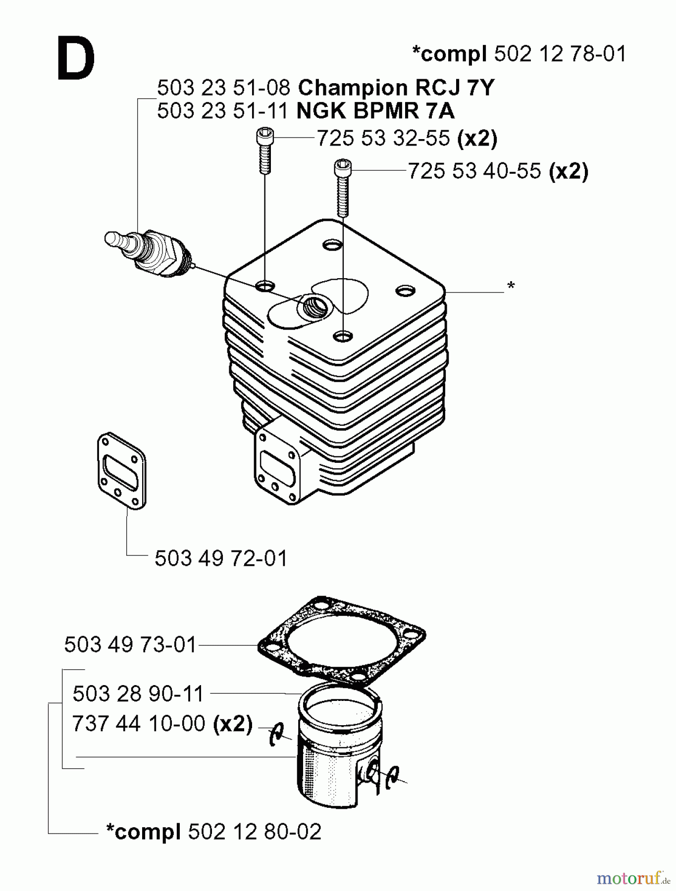  Jonsered Motorsensen, Trimmer RS52 - Jonsered String/Brush Trimmer (2001-05) CYLINDER PISTON