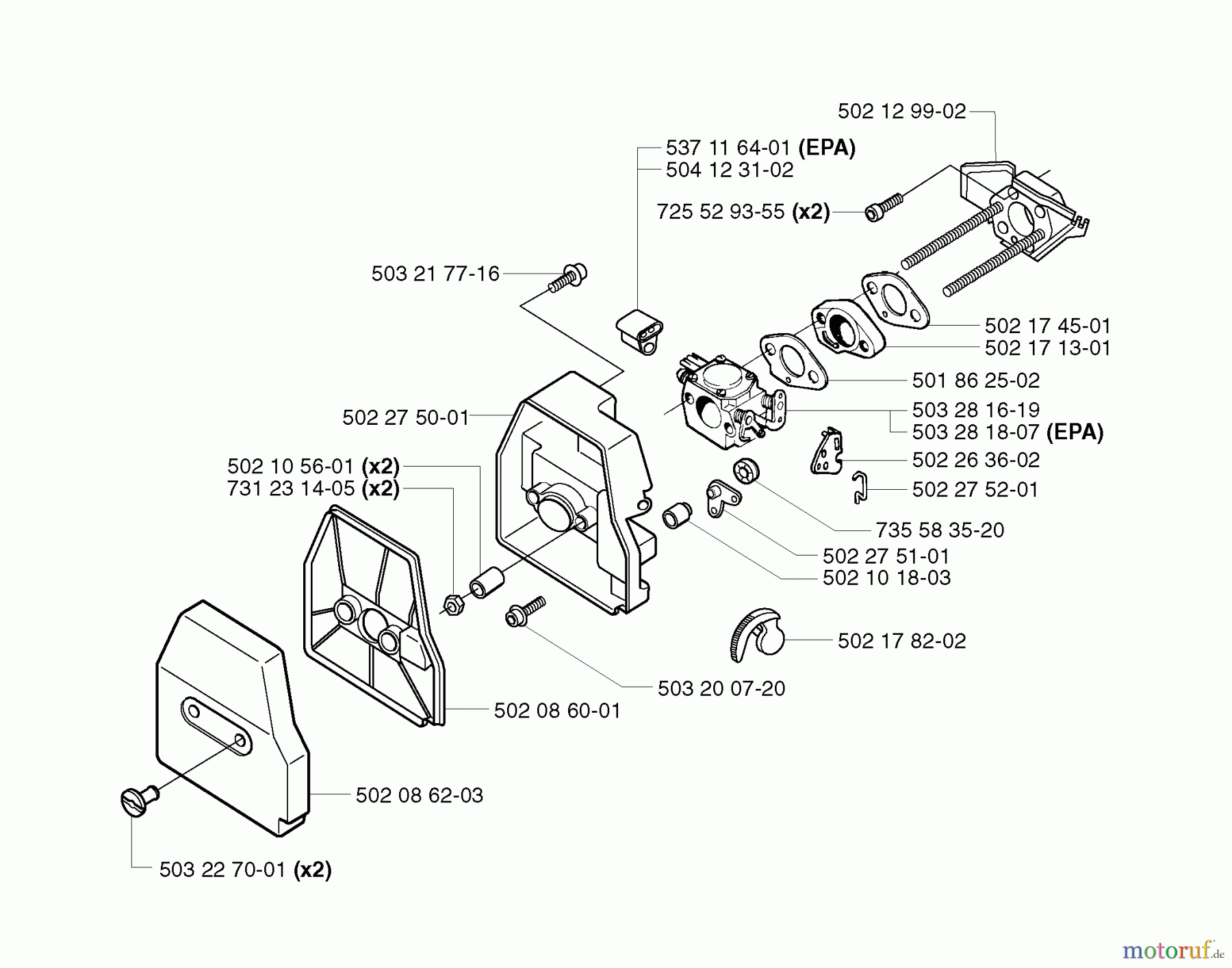 Jonsered Motorsensen, Trimmer RS52 EPA - Jonsered String/Brush Trimmer (2002-08) CARBURETOR AIR FILTER