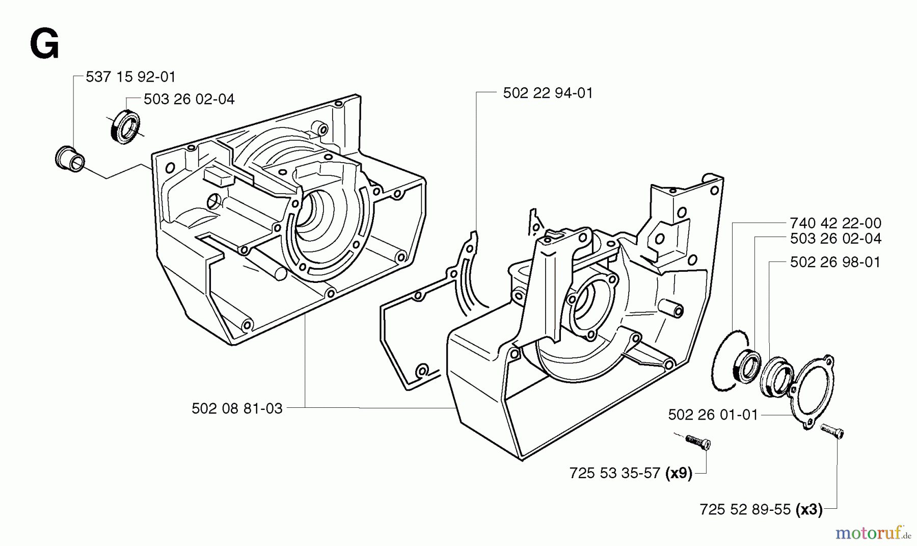 Jonsered Motorsensen, Trimmer RS52 EPA - Jonsered String/Brush Trimmer (2002-08) CRANKCASE