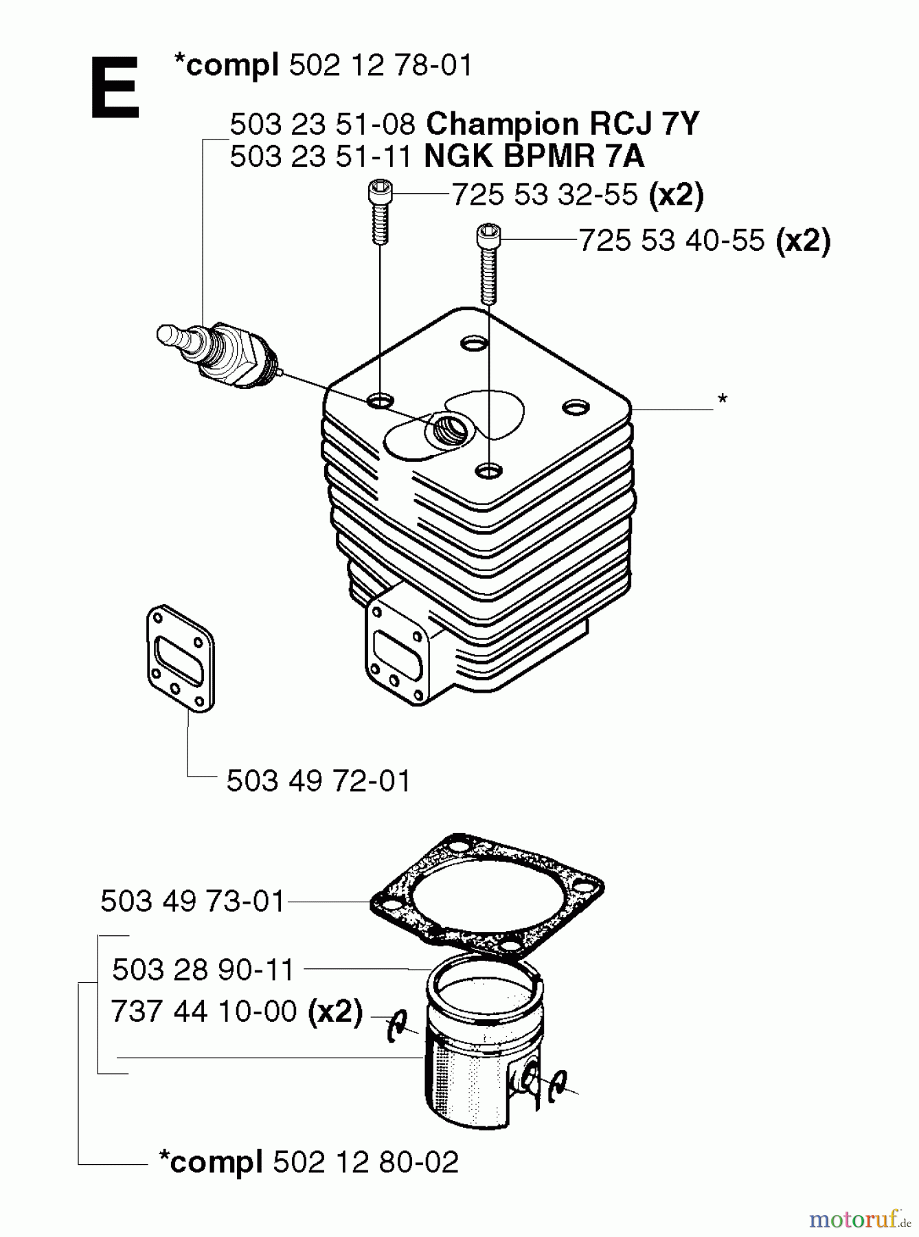 Jonsered Motorsensen, Trimmer RS52 EPA - Jonsered String/Brush Trimmer (2002-08) CYLINDER PISTON