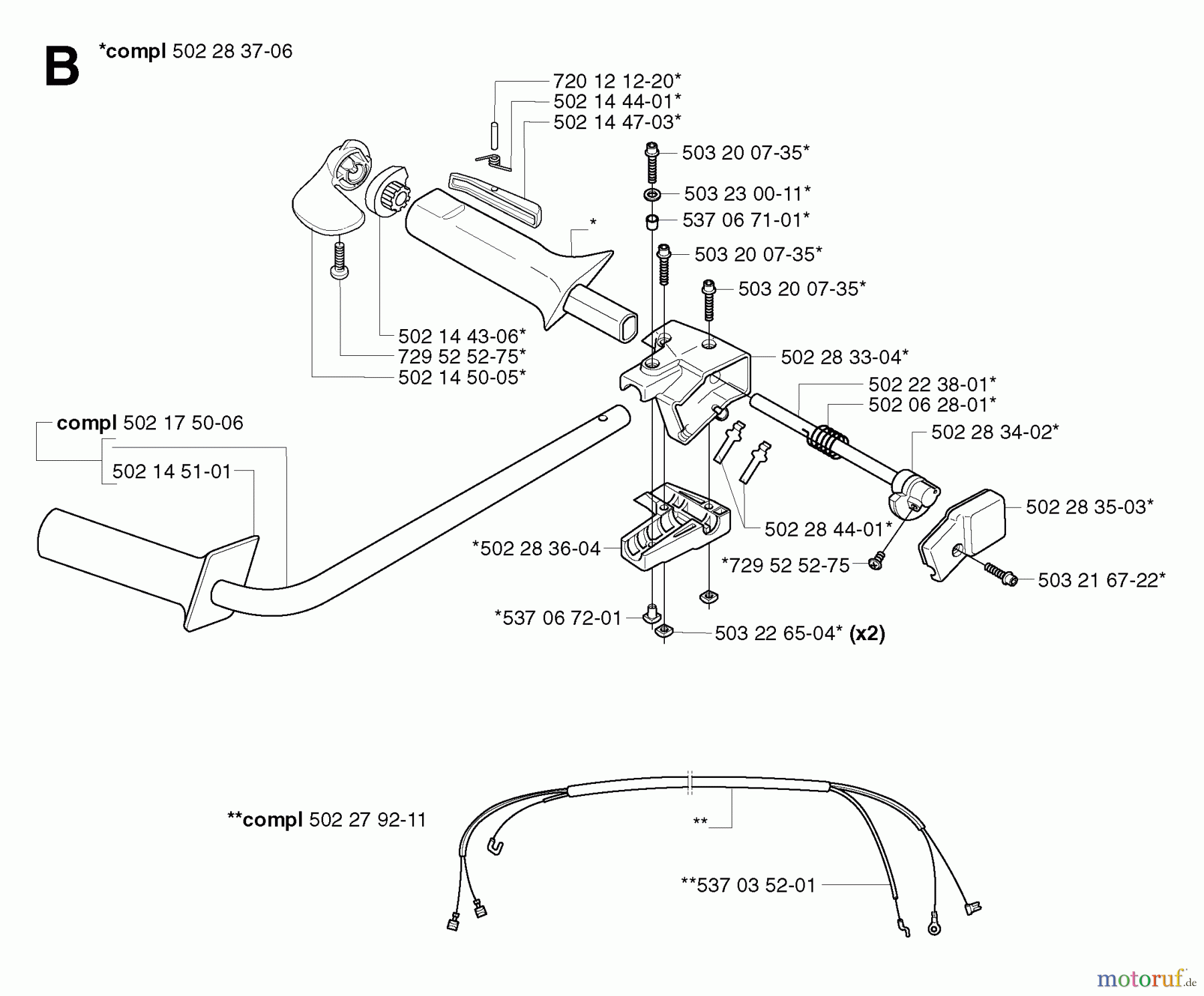 Jonsered Motorsensen, Trimmer RS52 EPA - Jonsered String/Brush Trimmer (2002-08) HANDLE CONTROLS
