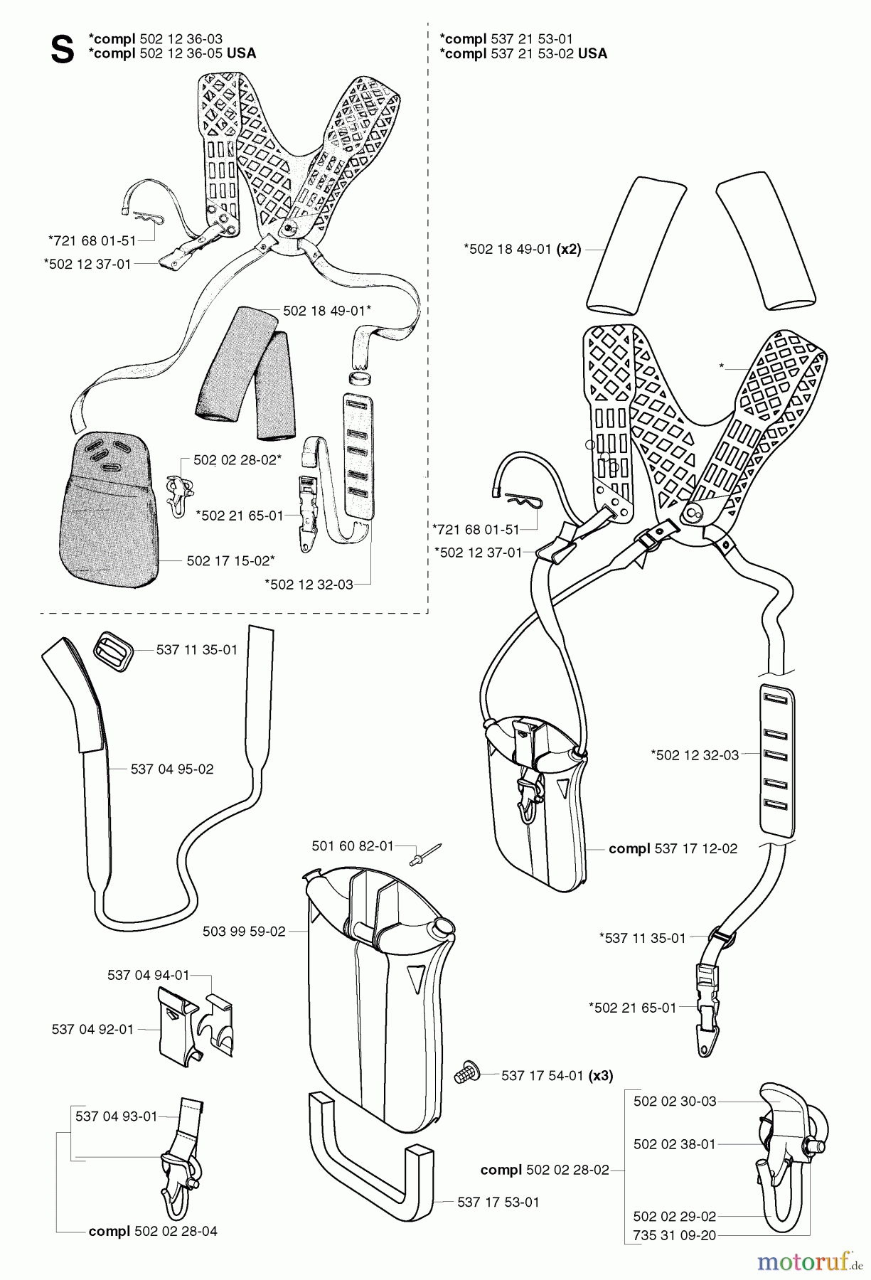 Jonsered Motorsensen, Trimmer RS52 EPA - Jonsered String/Brush Trimmer (2002-08) HARNESS