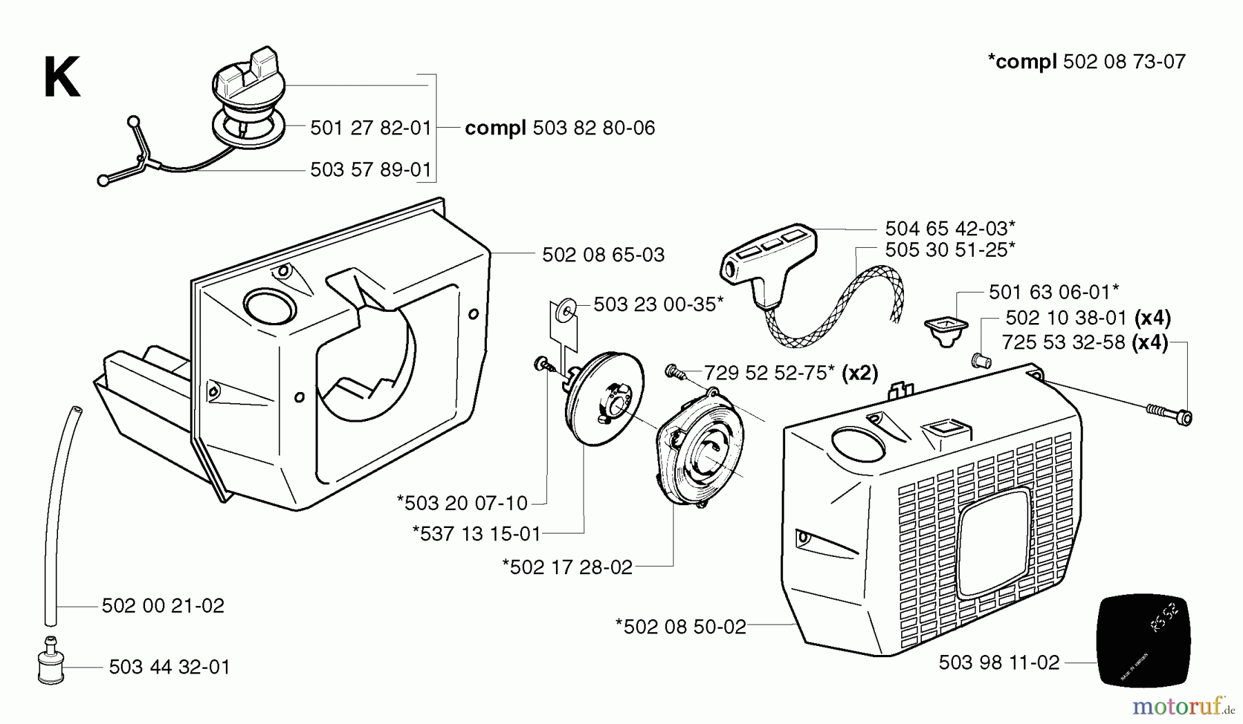 Jonsered Motorsensen, Trimmer RS52 EPA - Jonsered String/Brush Trimmer (2002-08) STARTER