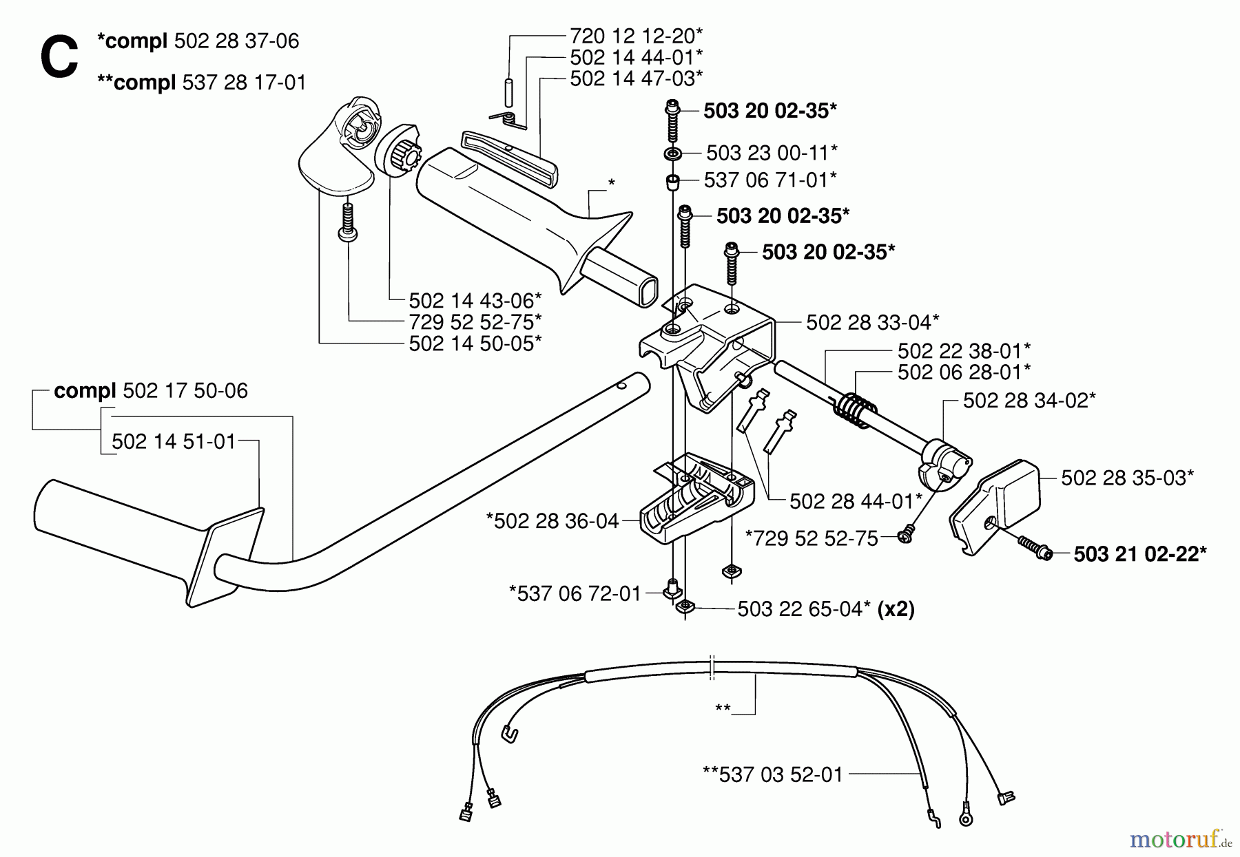 Jonsered Motorsensen, Trimmer RS52 - Jonsered String/Brush Trimmer (2006-07) HANDLE CONTROLS #1