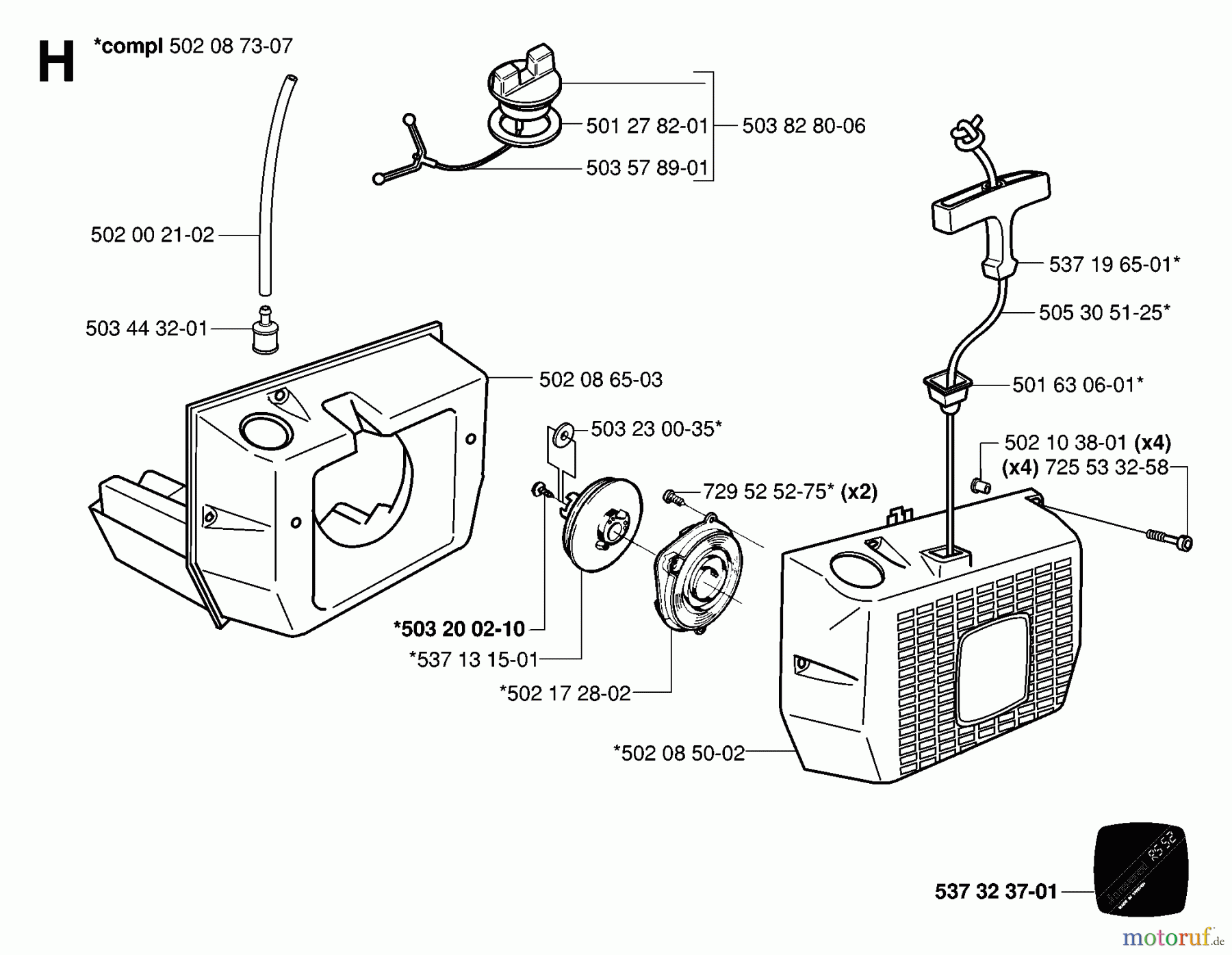 Jonsered Motorsensen, Trimmer RS52 - Jonsered String/Brush Trimmer (2006-07) STARTER