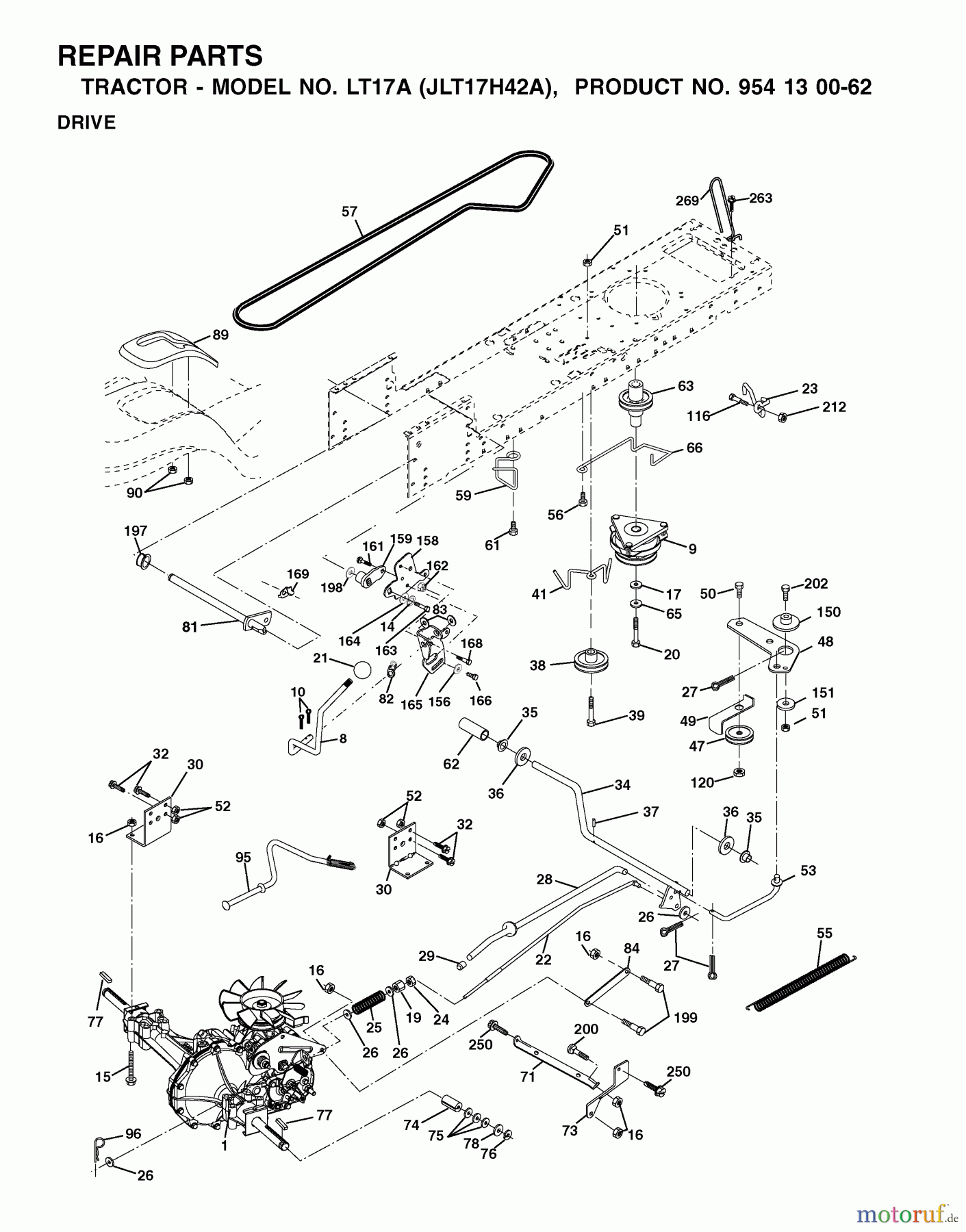 Jonsered Rasen und Garten Traktoren LT17A (JLT17H42A, 954130062) - Jonsered Lawn & Garden Tractor (2002-06) DRIVE