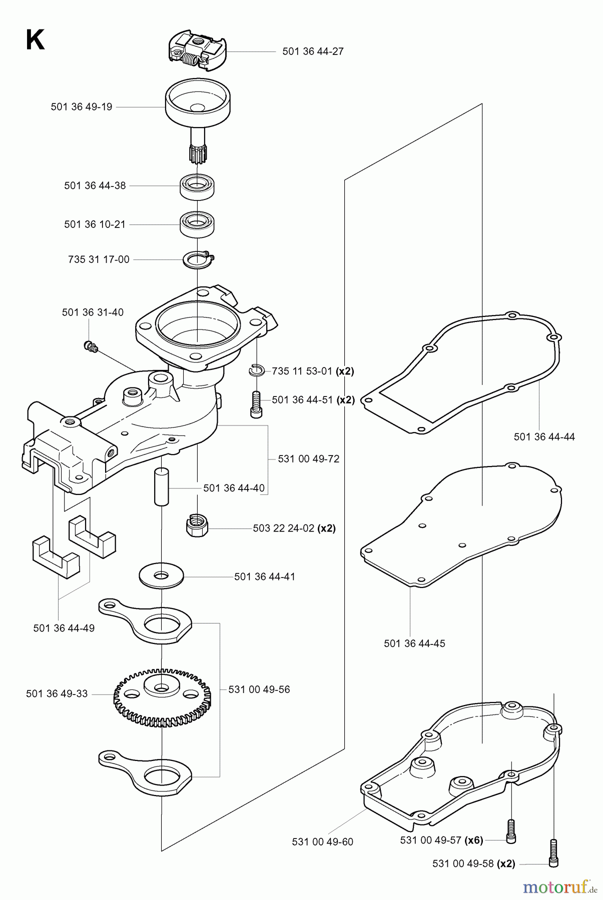 Jonsered Heckenscheren HT2130 - Jonsered Hedge Trimmer (2000-03) GEAR HOUSING
