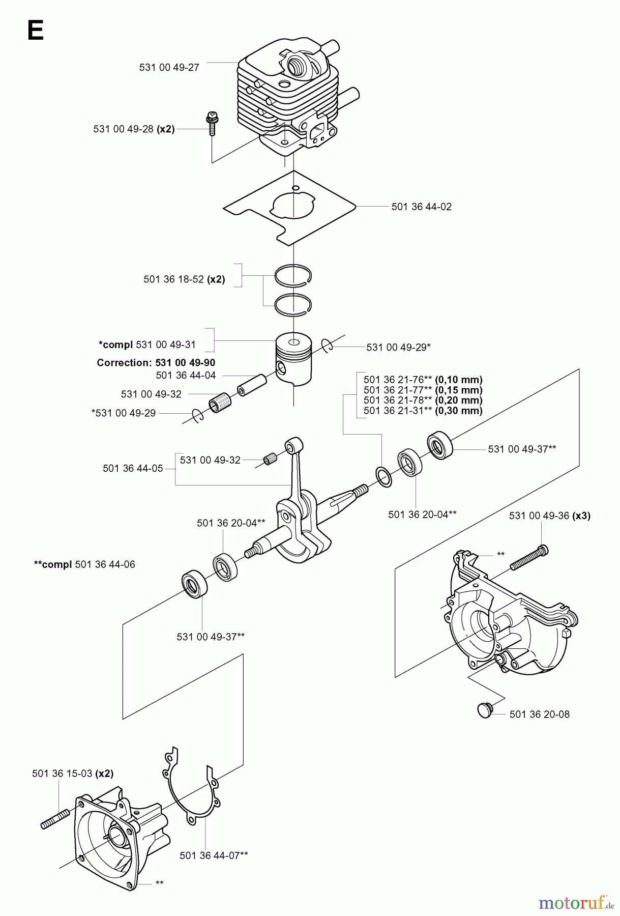 Jonsered Heckenscheren HT2130 - Jonsered Hedge Trimmer (2000-03) PISTON CRANKSHAFT