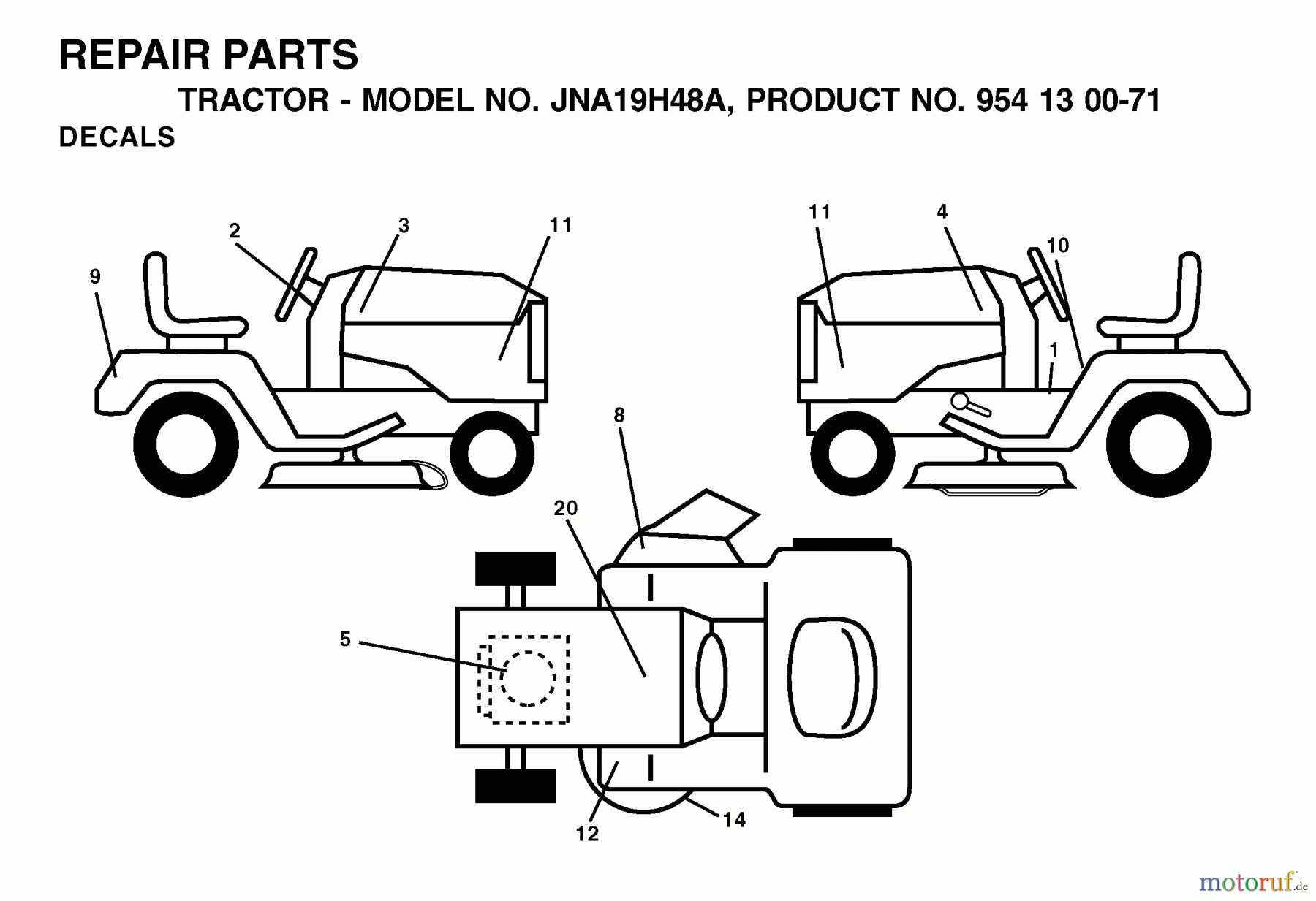Jonsered Rasen und Garten Traktoren LT19A (JNA19H48A, 954130071) - Jonsered Lawn & Garden Tractor (2003-01) DECALS