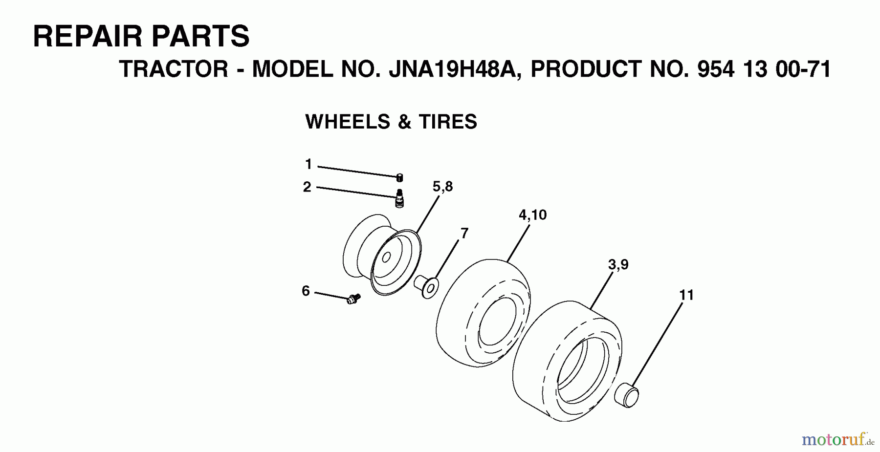 Jonsered Rasen und Garten Traktoren LT19A (JNA19H48A, 954130071) - Jonsered Lawn & Garden Tractor (2003-01) WHEELS TIRES