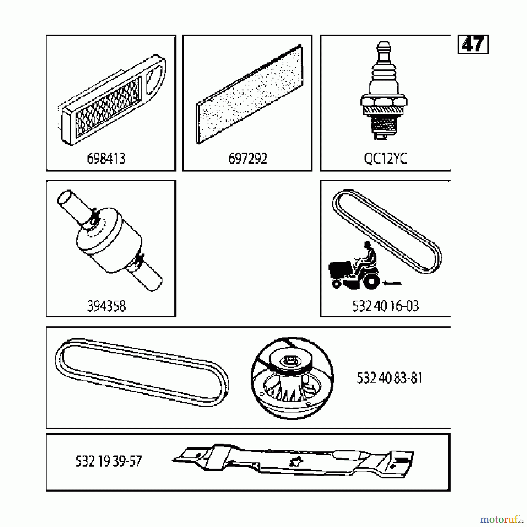 Jonsered Rasen und Garten Traktoren LT2113 (96011026600) - Jonsered Lawn & Garden Tractor (2007-09) FREQUENTLY USED PARTS