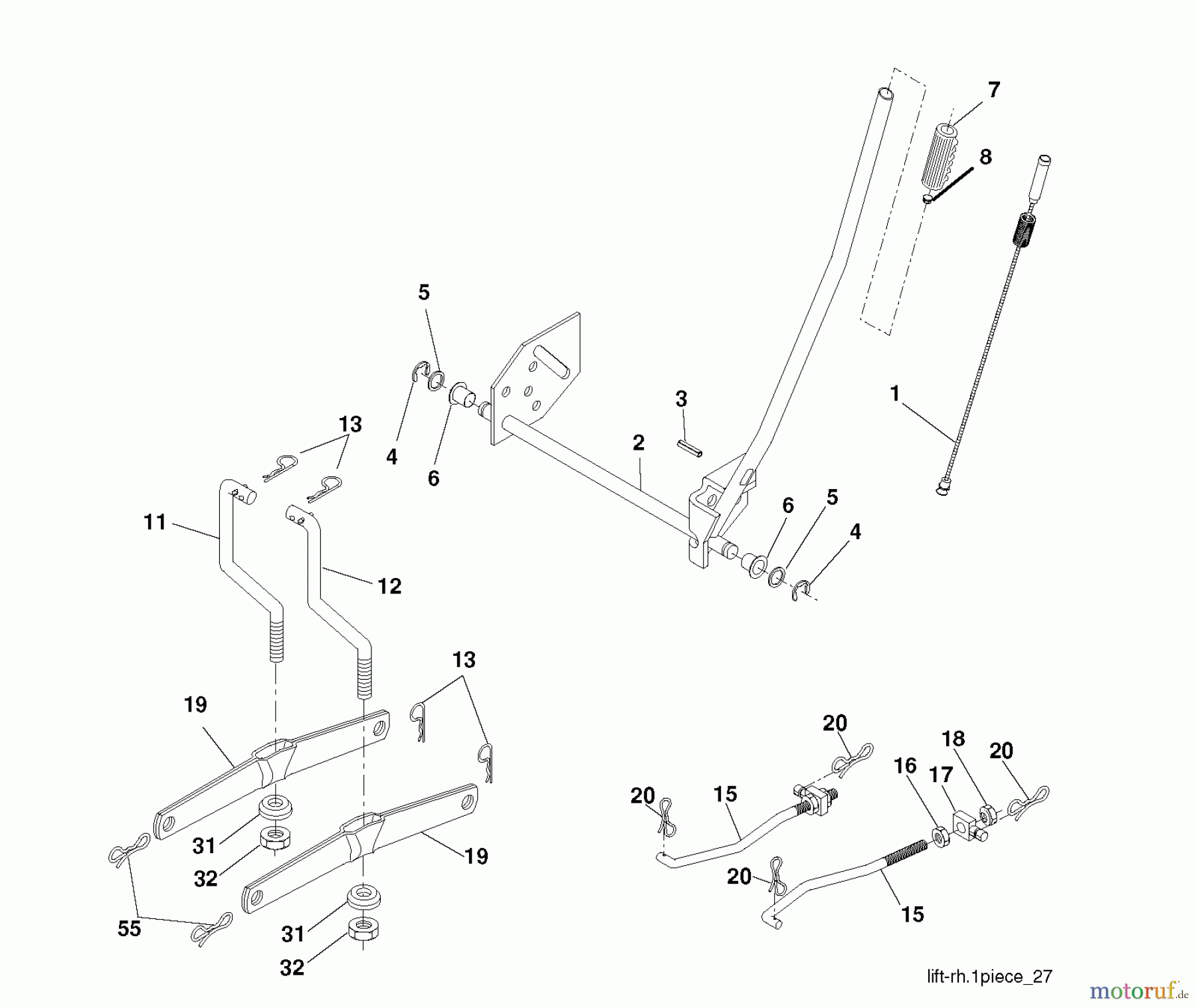  Jonsered Rasen  und Garten Traktoren LT2113 (96011026600) - Jonsered Lawn & Garden Tractor (2007-09) MOWER LIFT / DECK LIFT