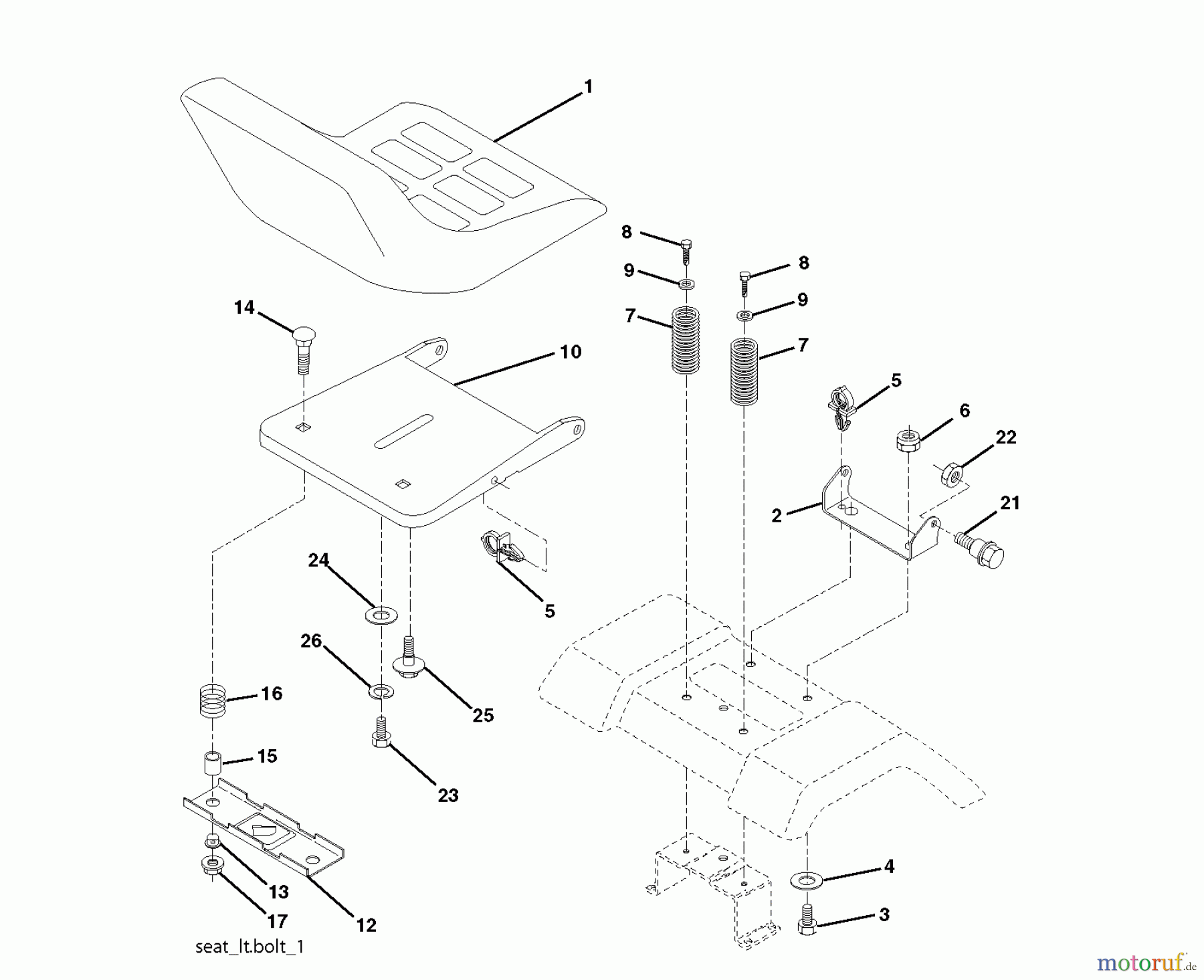 Jonsered Rasen und Garten Traktoren LT2113 (96011026600) - Jonsered Lawn & Garden Tractor (2007-09) SEAT