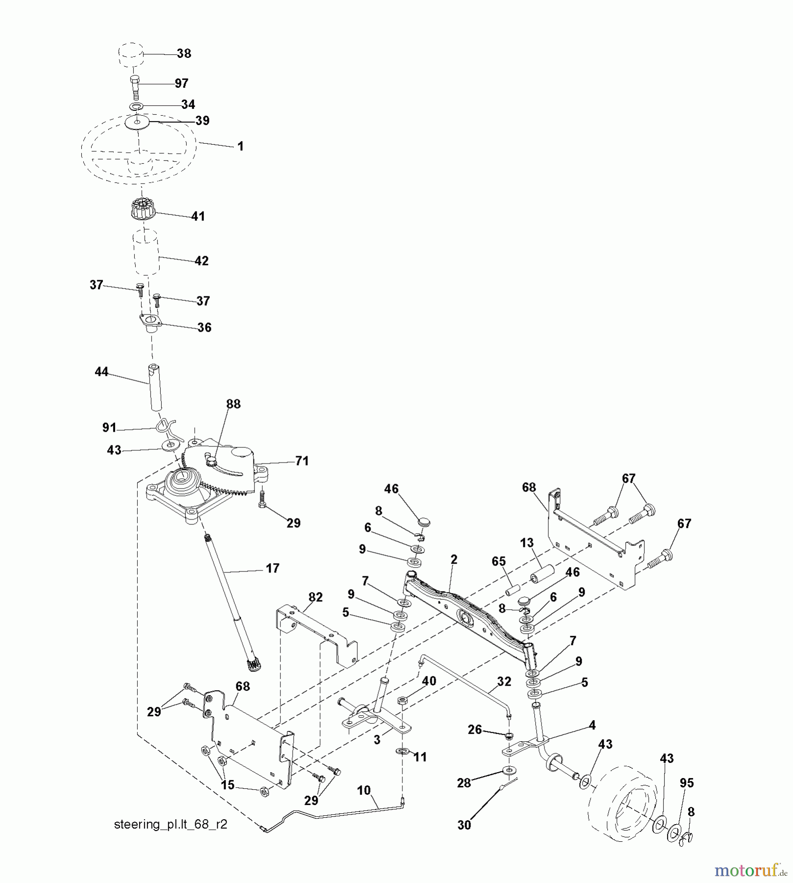 Jonsered Rasen und Garten Traktoren LT2113 (96011026600) - Jonsered Lawn & Garden Tractor (2007-09) STEERING