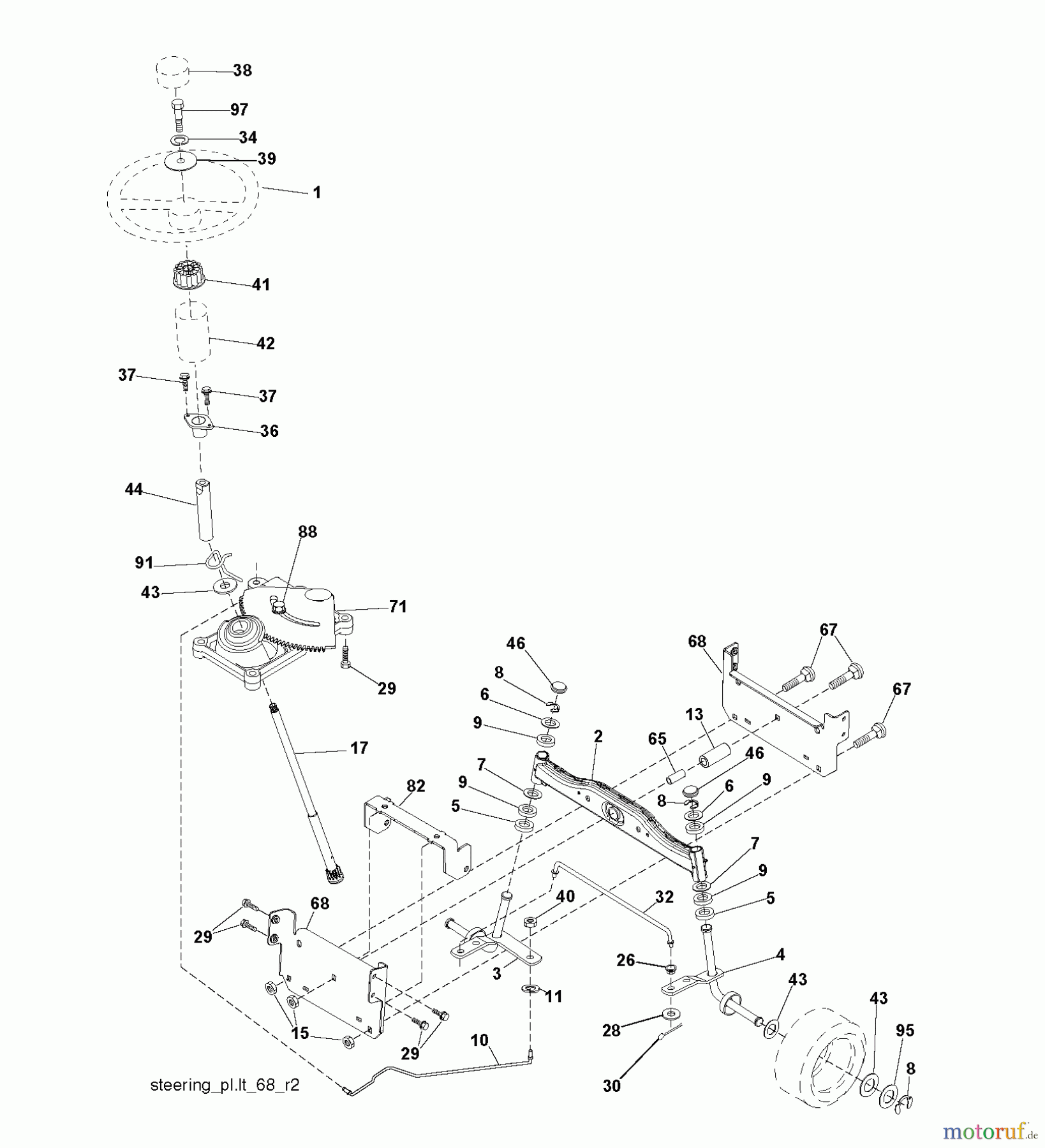 Jonsered Rasen und Garten Traktoren LT2113 (96011026602) - Jonsered Lawn & Garden Tractor (2008-09) STEERING