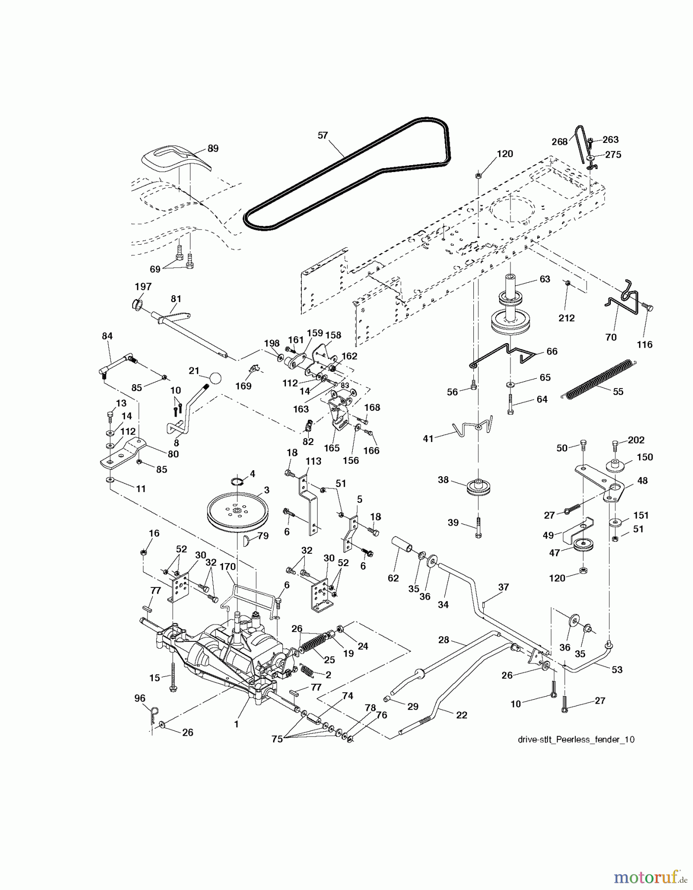 Jonsered Rasen und Garten Traktoren LT2113 (96011026603) - Jonsered Lawn & Garden Tractor (2010-02) DRIVE