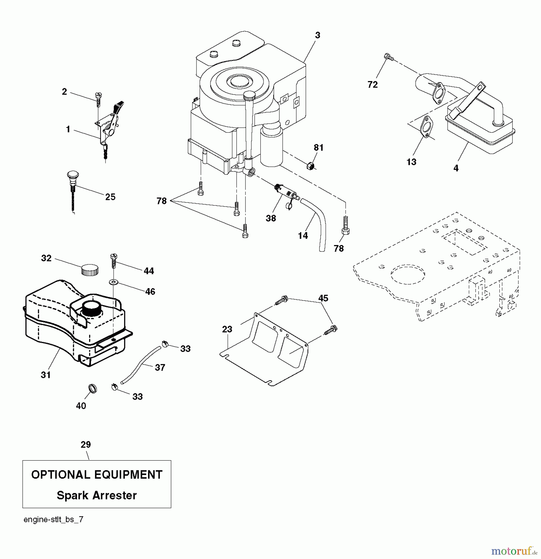  Jonsered Rasen  und Garten Traktoren LT2113 (96011026603) - Jonsered Lawn & Garden Tractor (2010-02) ENGINE
