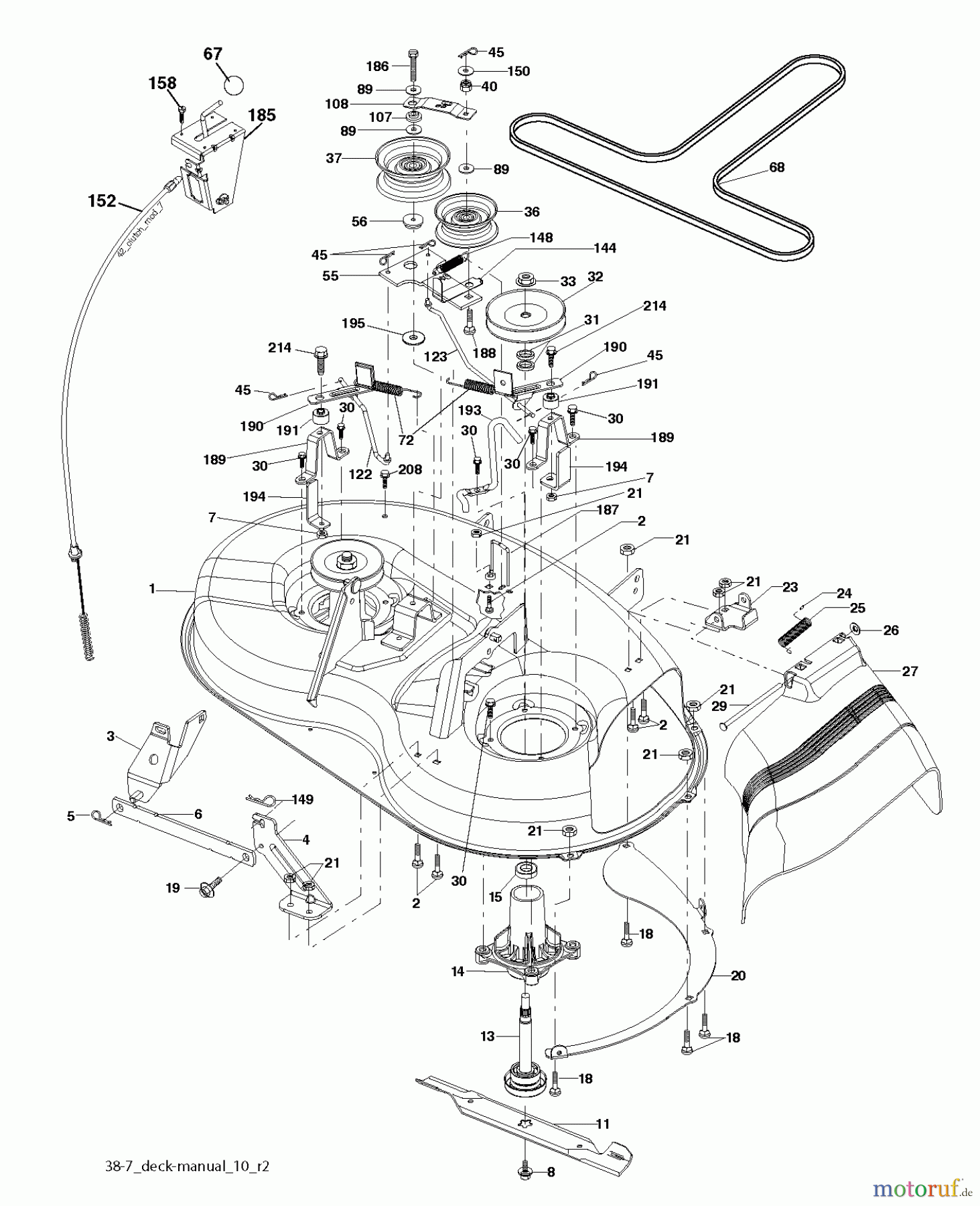 Jonsered Rasen und Garten Traktoren LT2113 (96011026603) - Jonsered Lawn & Garden Tractor (2010-02) MOWER DECK / CUTTING DECK