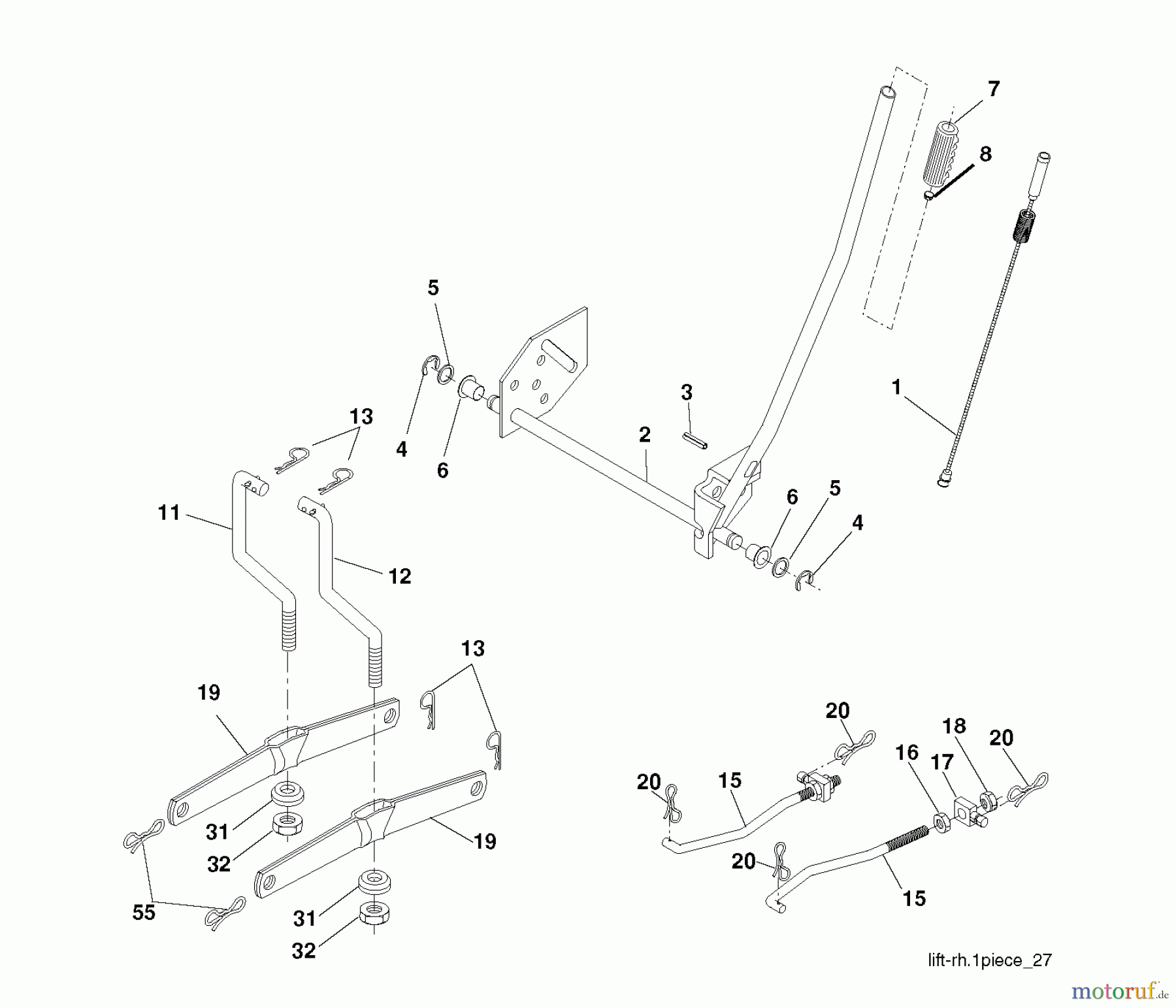 Jonsered Rasen und Garten Traktoren LT2113 (96011026604) - Jonsered Lawn & Garden Tractor (2010-03) MOWER LIFT / DECK LIFT