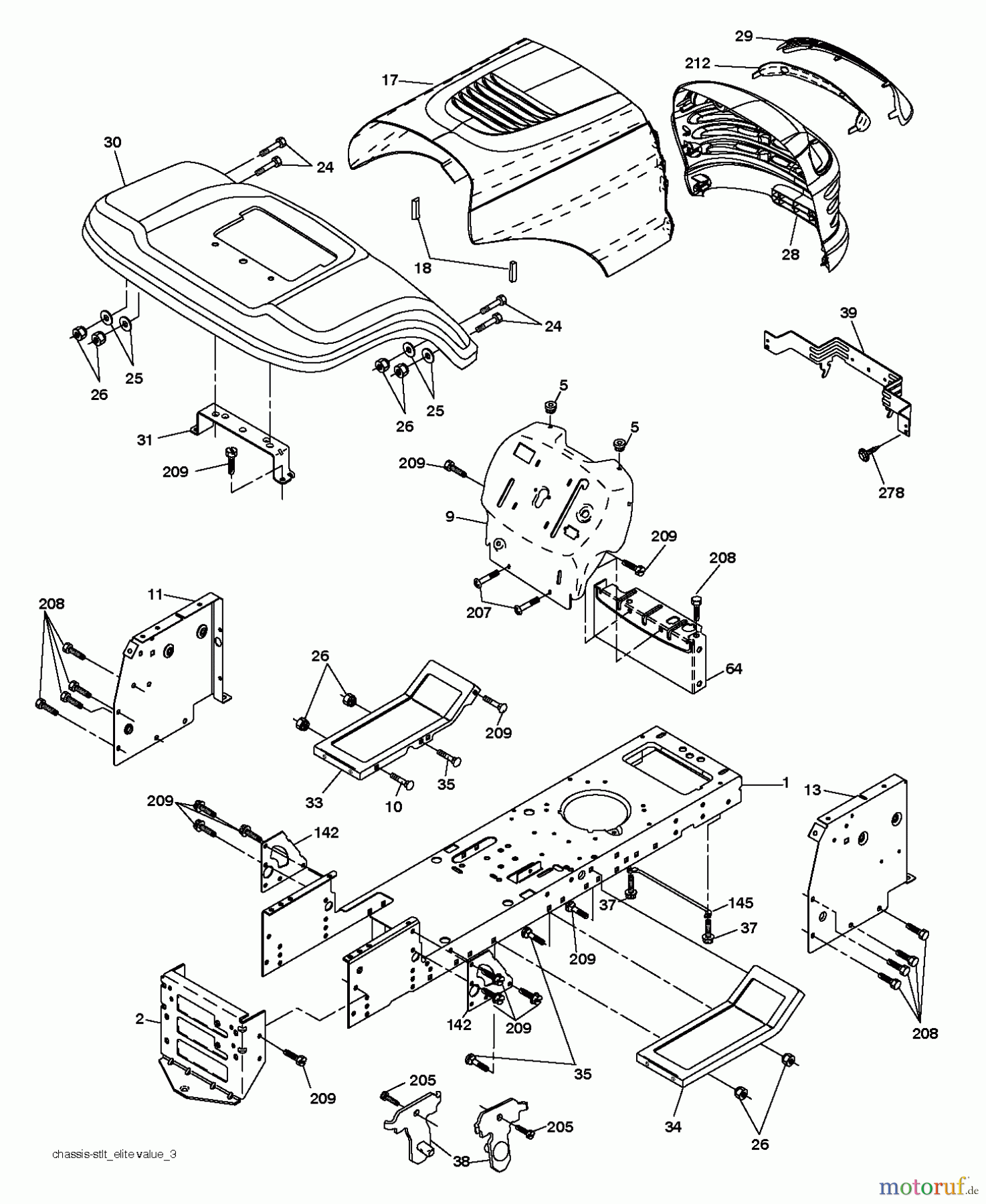 Jonsered Rasen und Garten Traktoren LT2113 (96011026604) - Jonsered Lawn & Garden Tractor (2010-03) CHASSIS ENCLOSURES