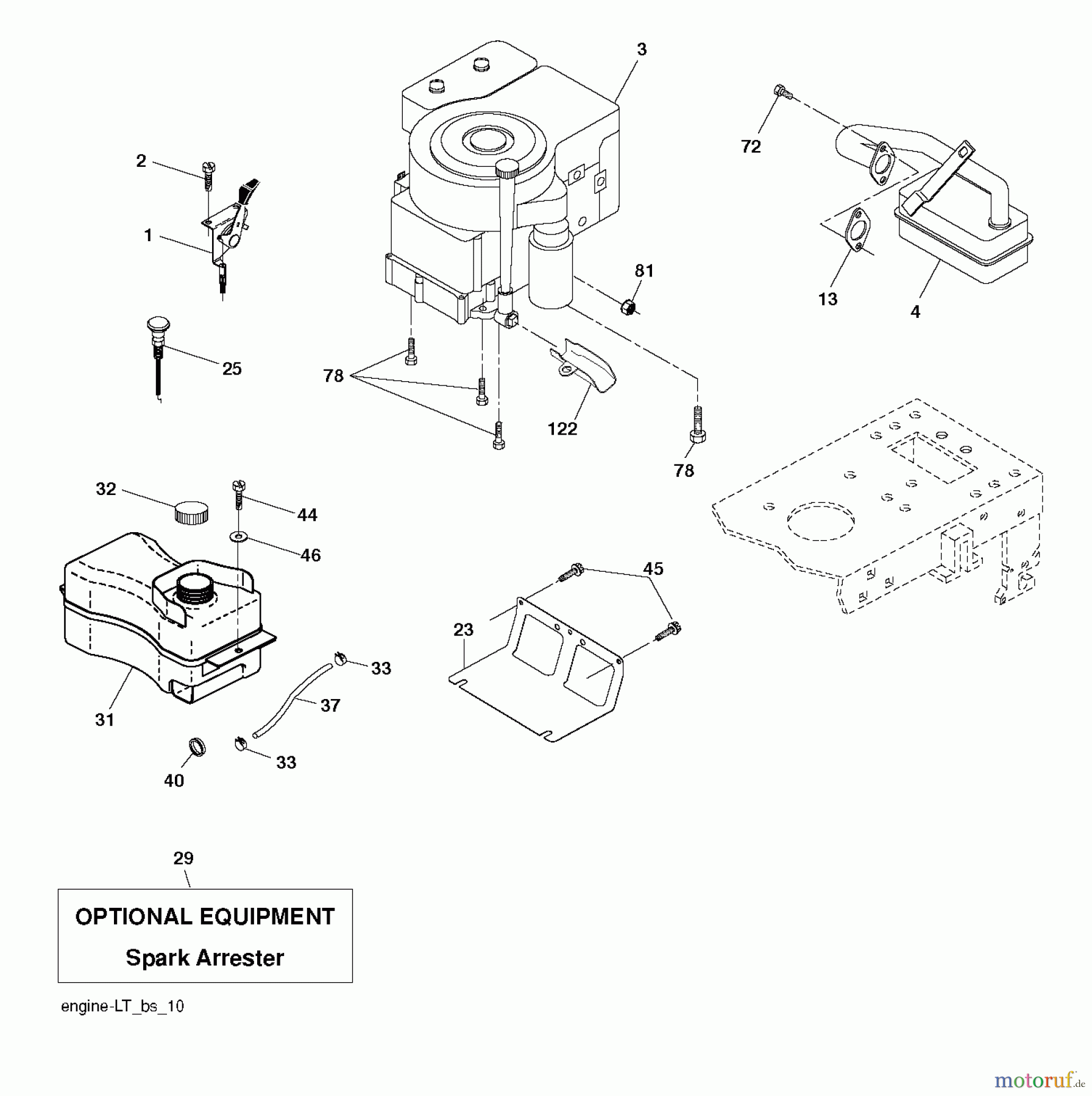  Jonsered Rasen  und Garten Traktoren LT2113 (96011026604) - Jonsered Lawn & Garden Tractor (2010-03) ENGINE