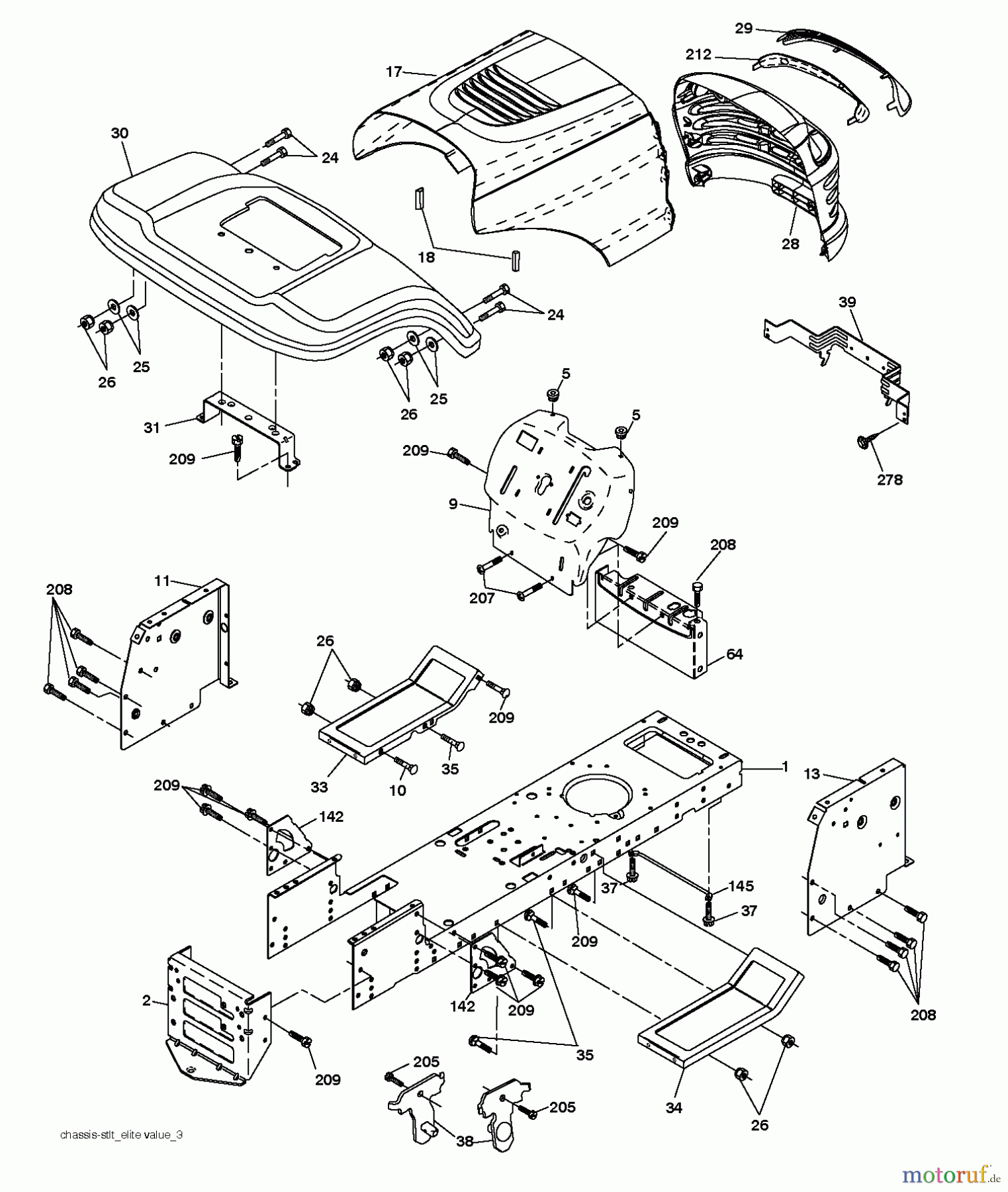 Jonsered Rasen und Garten Traktoren LT2113 (96011026605) - Jonsered Lawn & Garden Tractor (2010-09) CHASSIS ENCLOSURES