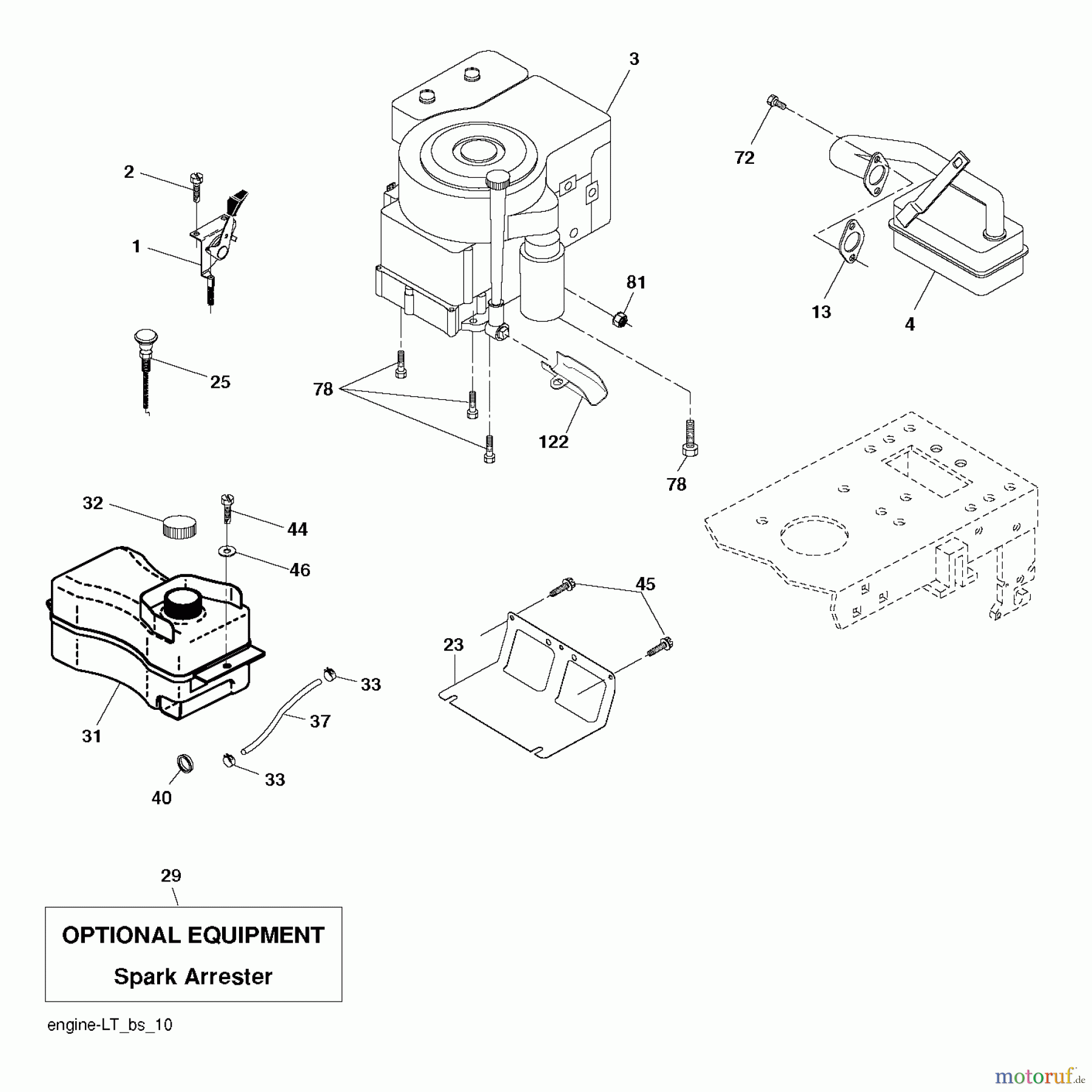 Jonsered Rasen und Garten Traktoren LT2113 (96011026605) - Jonsered Lawn & Garden Tractor (2010-09) ENGINE