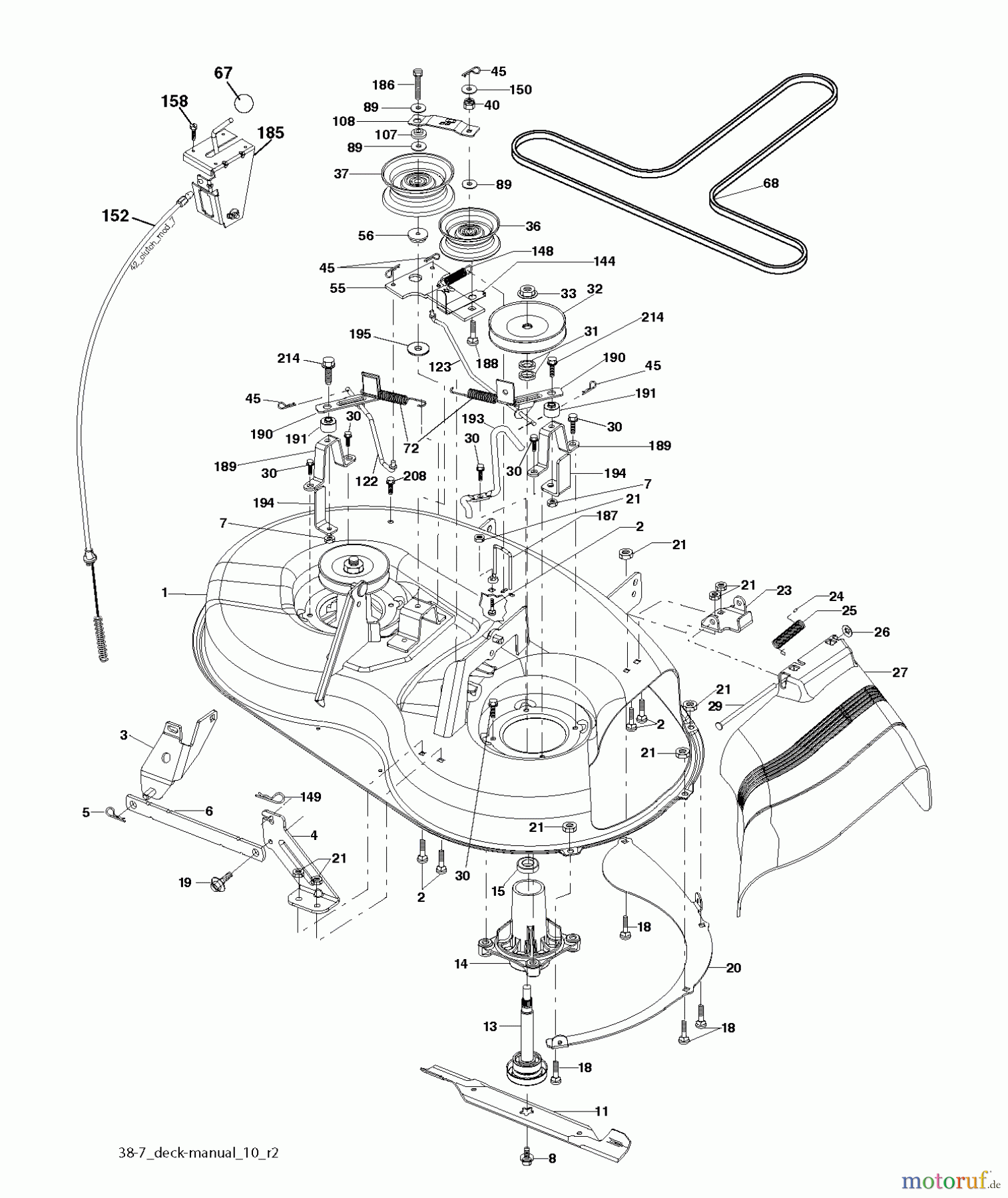Jonsered Rasen und Garten Traktoren LT2113 (96011026605) - Jonsered Lawn & Garden Tractor (2010-09) MOWER DECK / CUTTING DECK