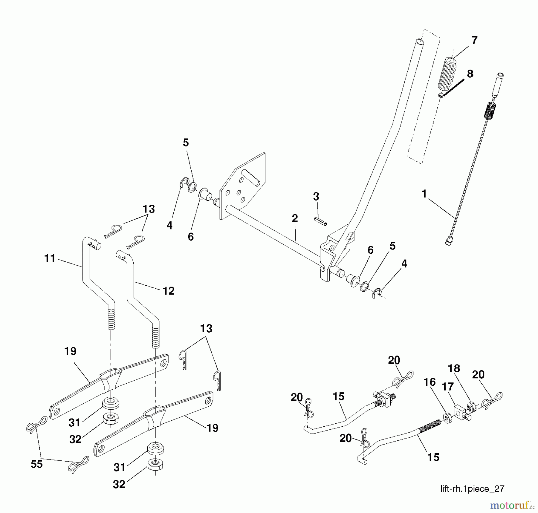 Jonsered Rasen und Garten Traktoren LT2113 (96011026606) - Jonsered Lawn & Garden Tractor (2011-10) MOWER LIFT / DECK LIFT