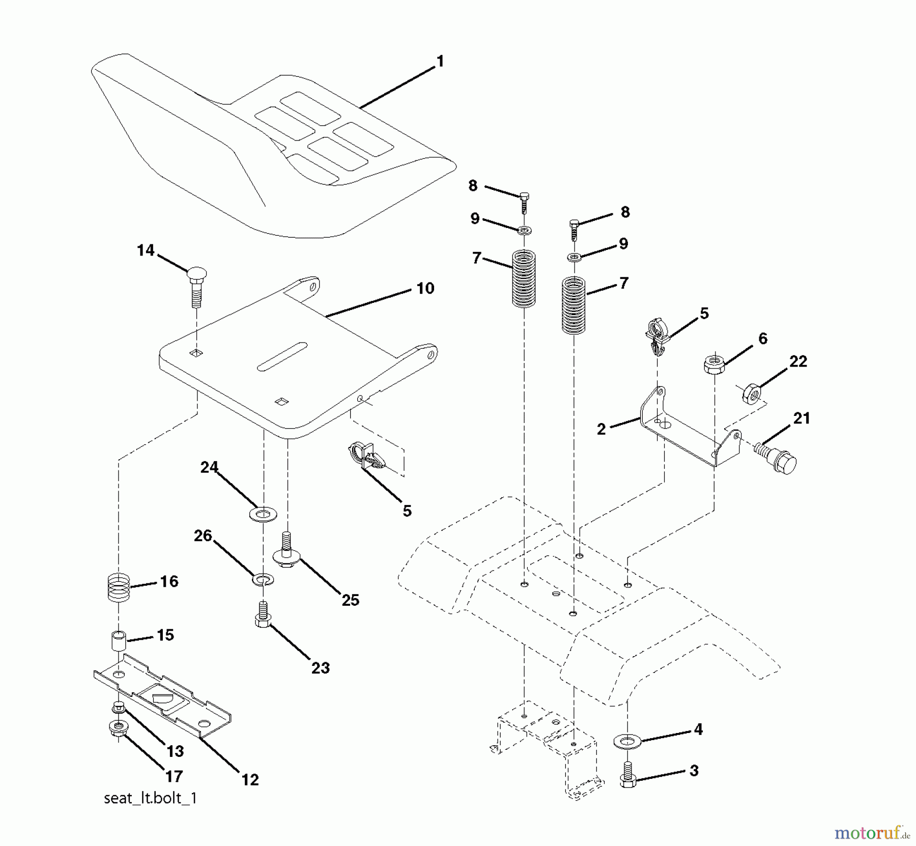 Jonsered Rasen und Garten Traktoren LT2113 (96011026606) - Jonsered Lawn & Garden Tractor (2011-10) SEAT