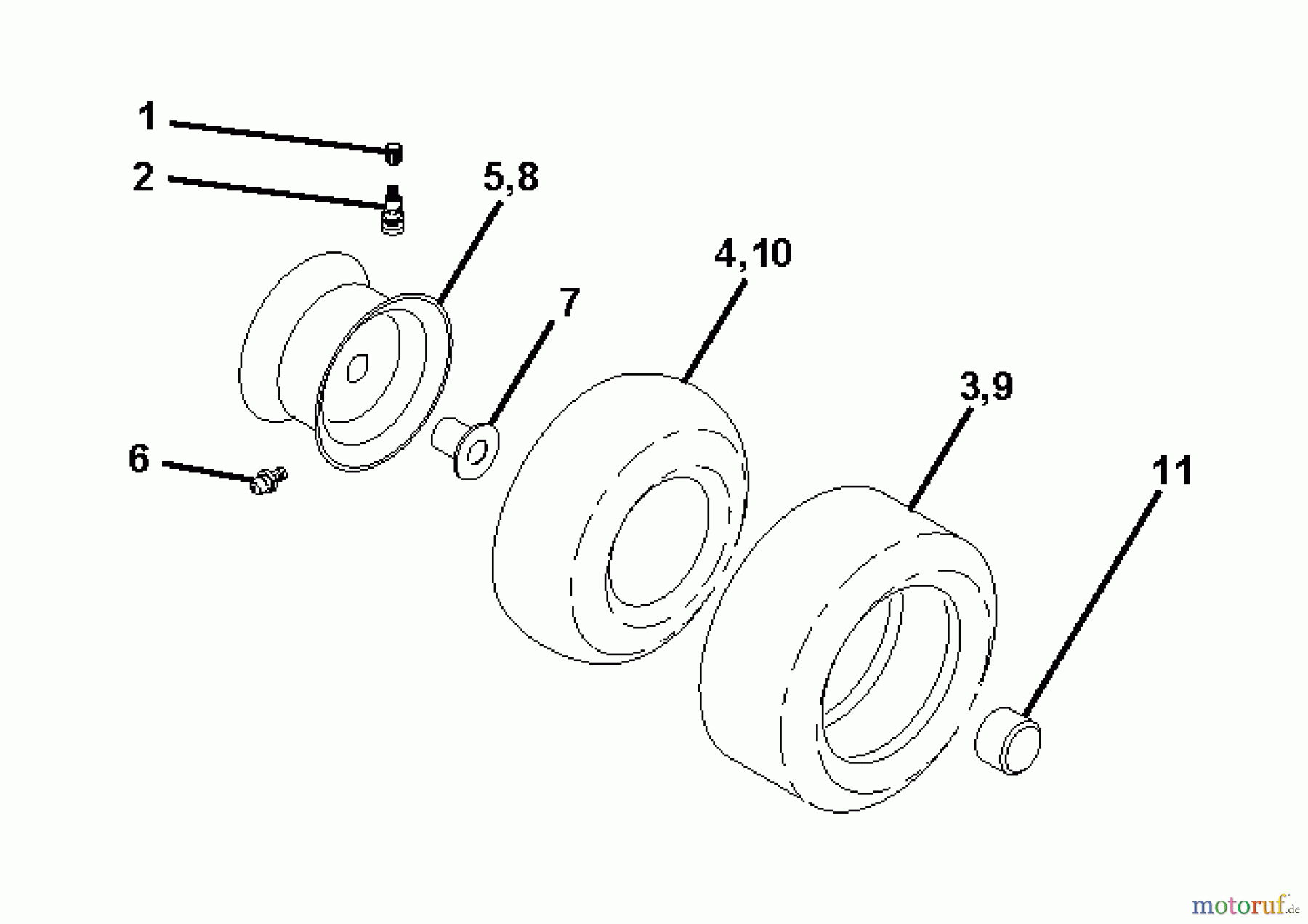 Jonsered Rasen und Garten Traktoren LT2113 (96011026606) - Jonsered Lawn & Garden Tractor (2011-10) WHEELS TIRES