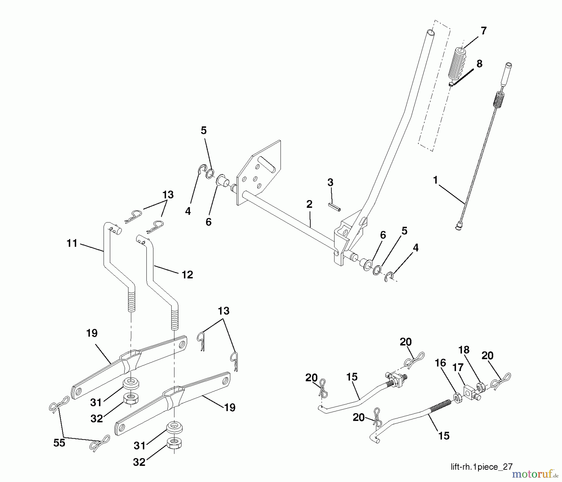Jonsered Rasen und Garten Traktoren LT2113 (96011026700) - Jonsered Lawn & Garden Tractor (2008-01) MOWER LIFT / DECK LIFT