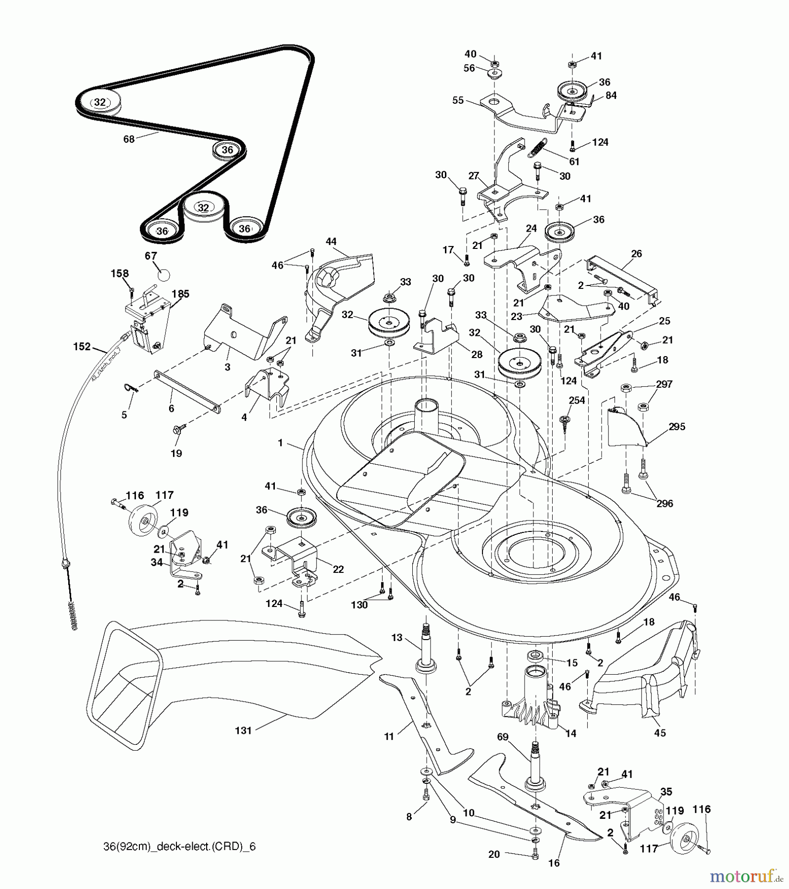 Jonsered Rasen und Garten Traktoren LT2113 CM (96061022401) - Jonsered Lawn & Garden Tractor (2008-06) MOWER DECK / CUTTING DECK