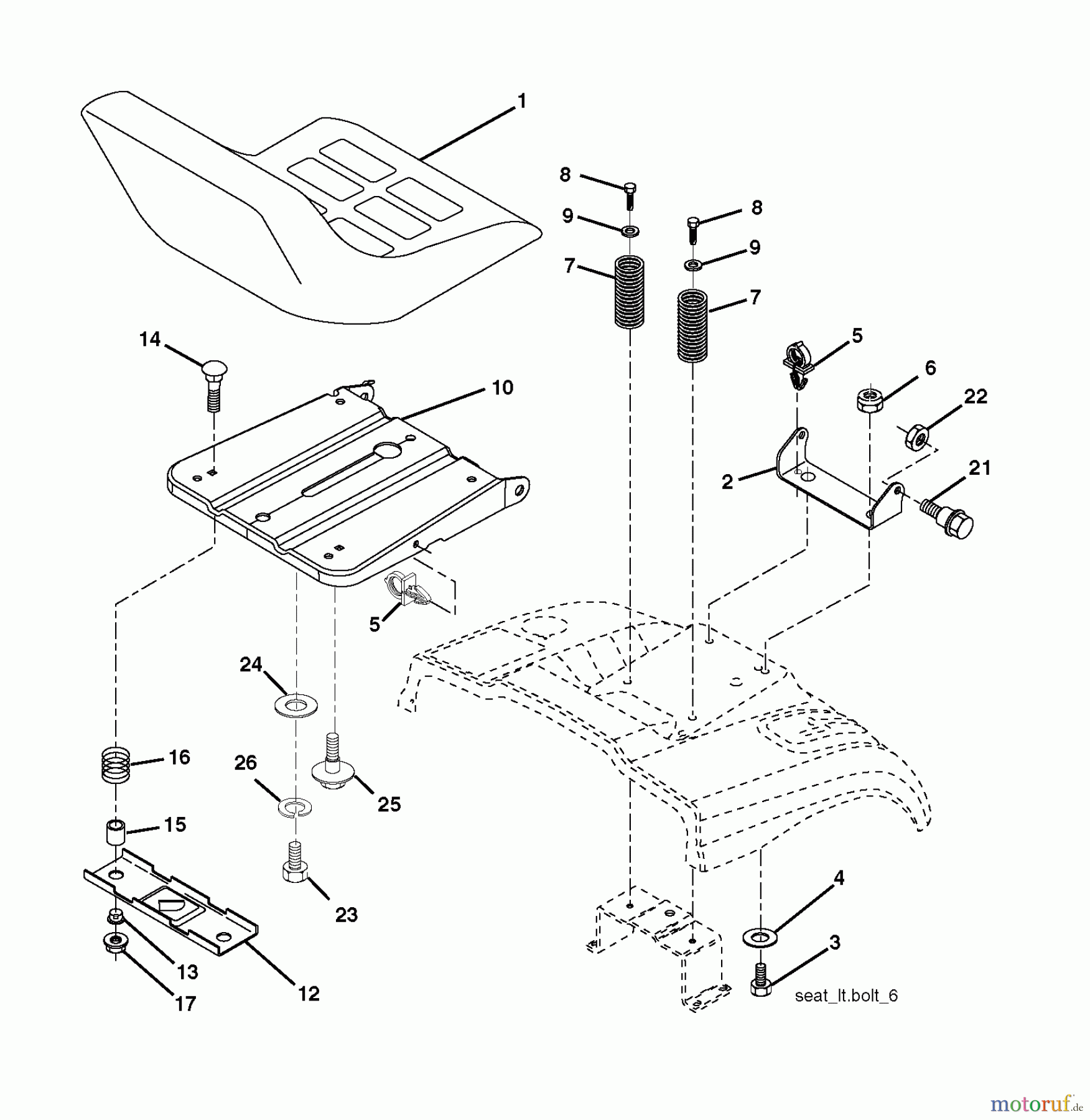  Jonsered Rasen  und Garten Traktoren LT2113 CM (96061022401) - Jonsered Lawn & Garden Tractor (2008-06) SEAT