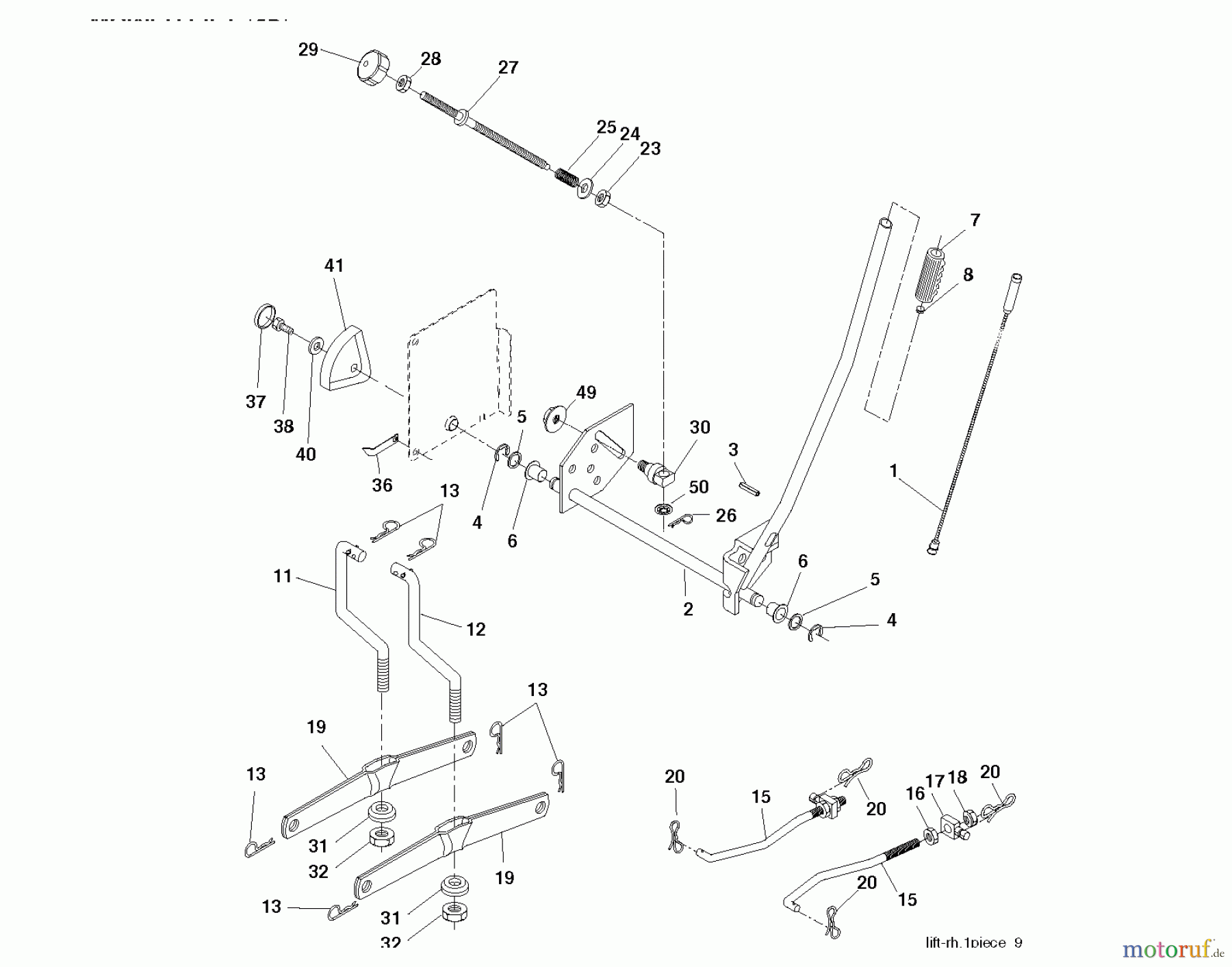 Jonsered Rasen und Garten Traktoren LT2113 CM (96061022402) - Jonsered Lawn & Garden Tractor (2008-09) MOWER LIFT / DECK LIFT