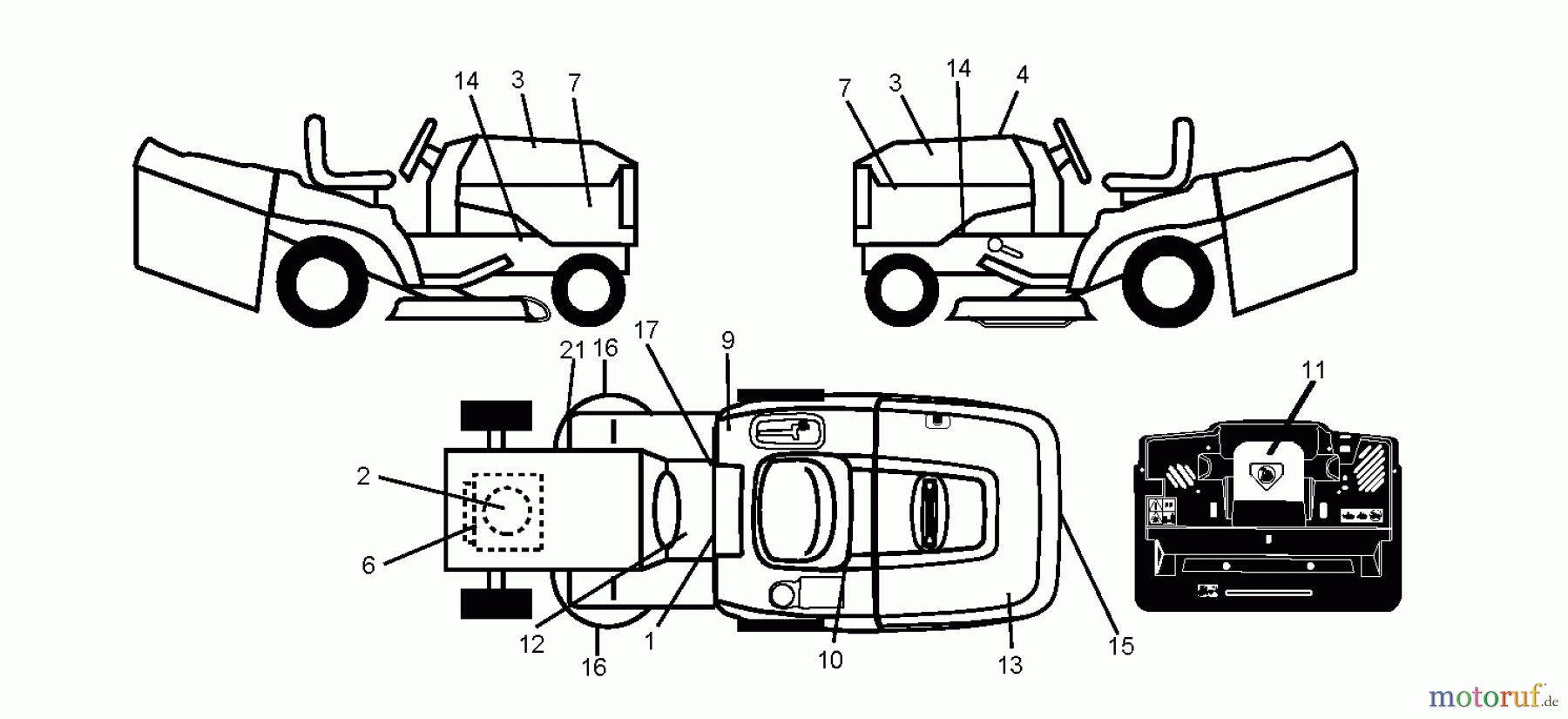 Jonsered Rasen und Garten Traktoren LT2113 CM (96061022403) - Jonsered Lawn & Garden Tractor (2009-08) DECALS